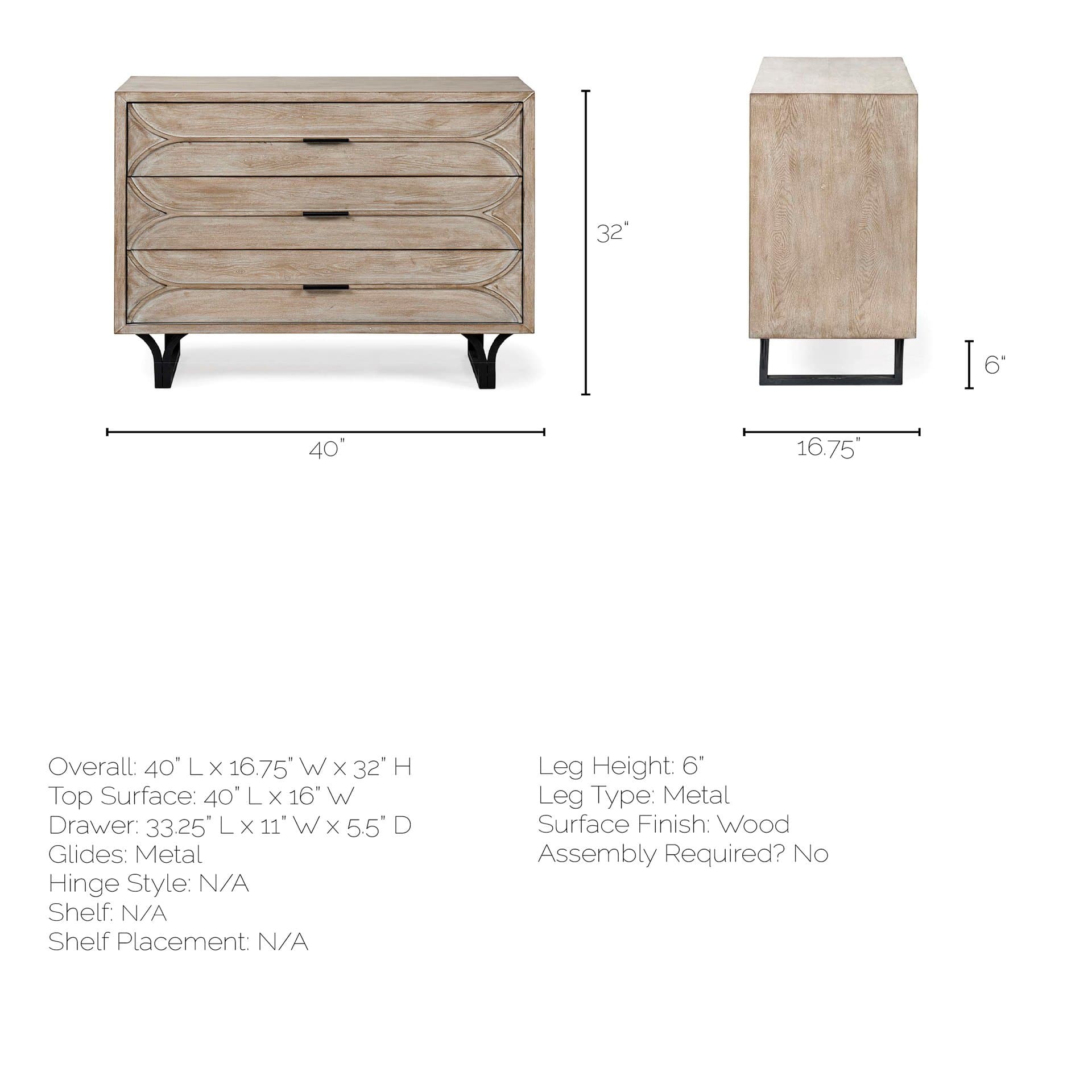 Giselle I 40L x 16W Light Brown Fir Veneer 3 Drawer Accent Cabinet — product photograph