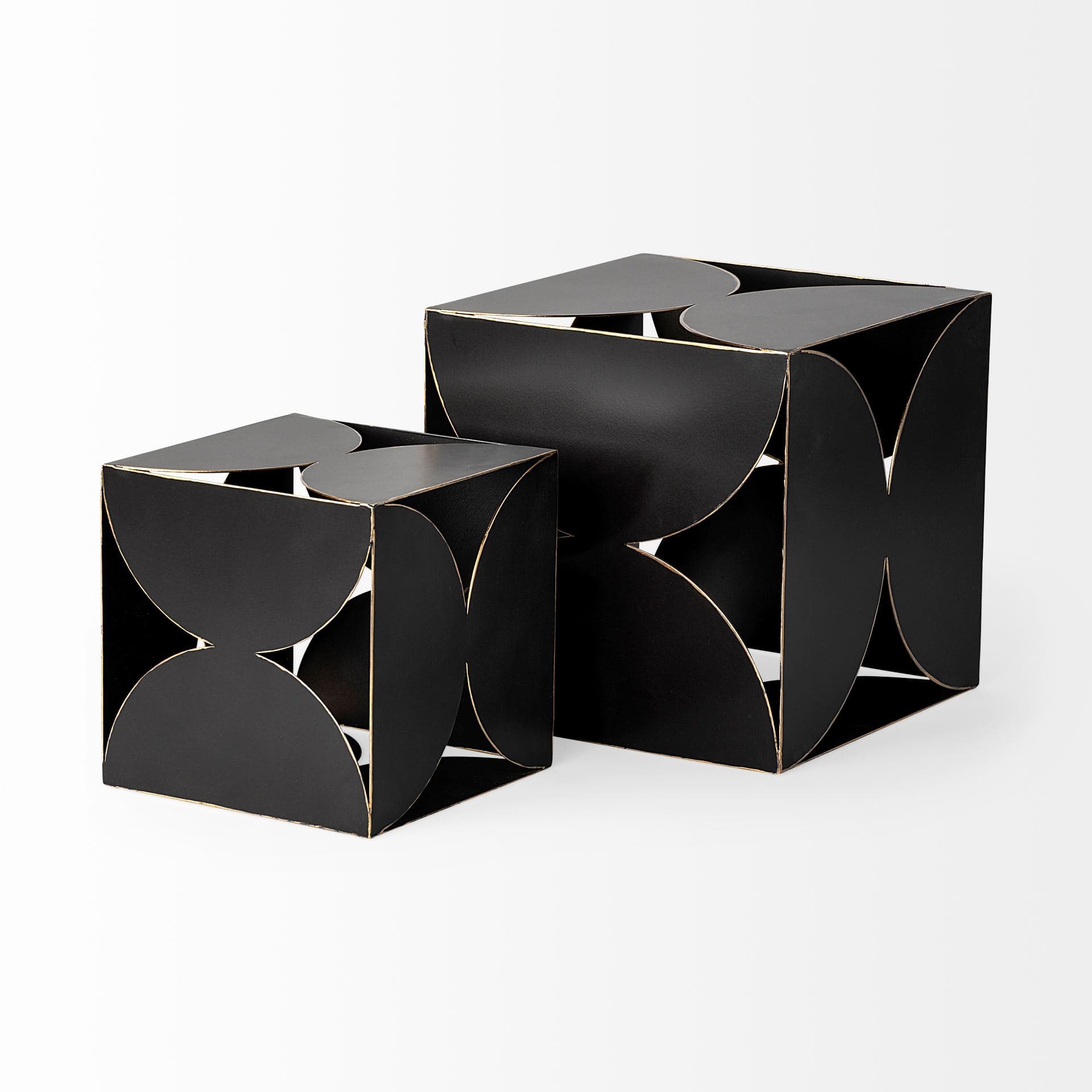 Darren (Large) 8L x 8W Black Metal Decorative Cube — product photograph