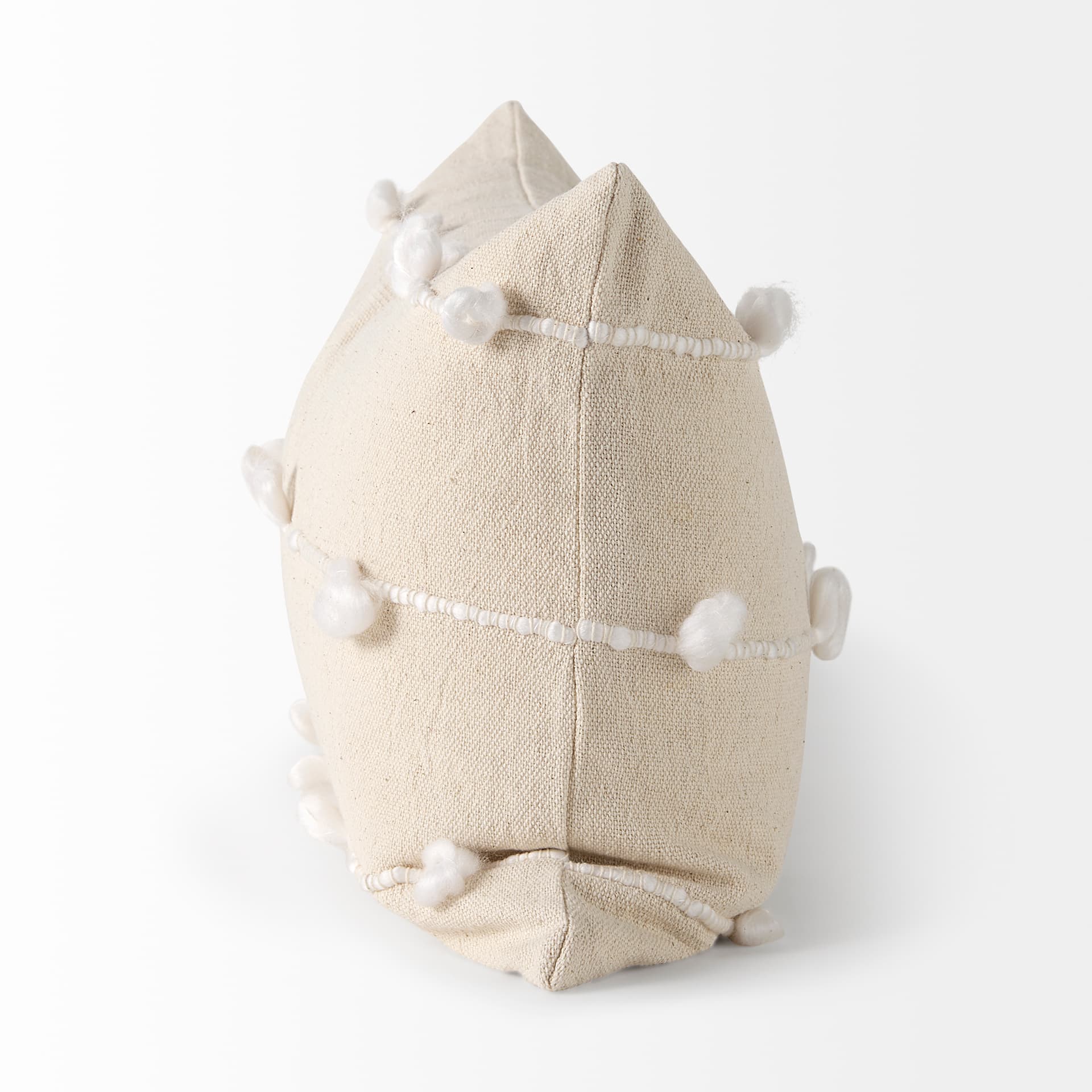 Erica 13x21 Cream With White Detail Pillow Cover w/Down Filler — product photograph