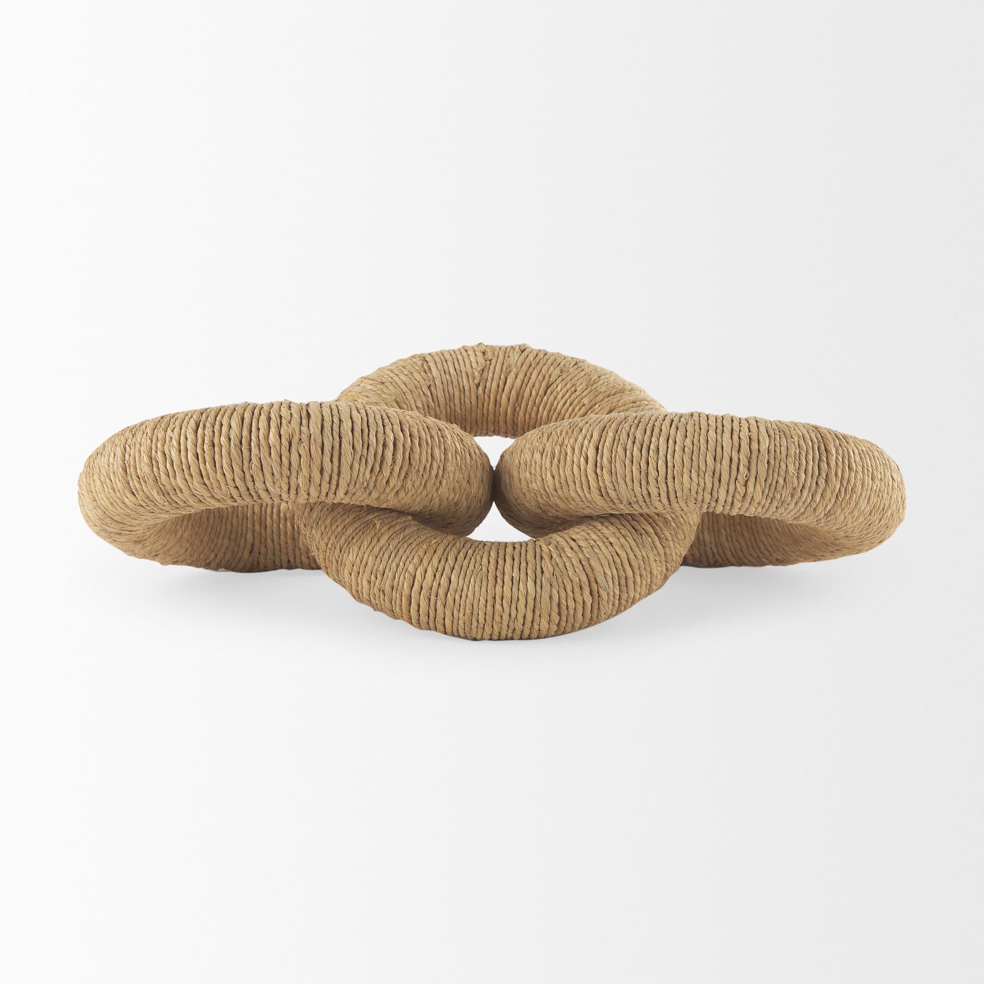 Alize Jute Wrapped Solid Wood Circular Chain Link Decorative Object — product photograph