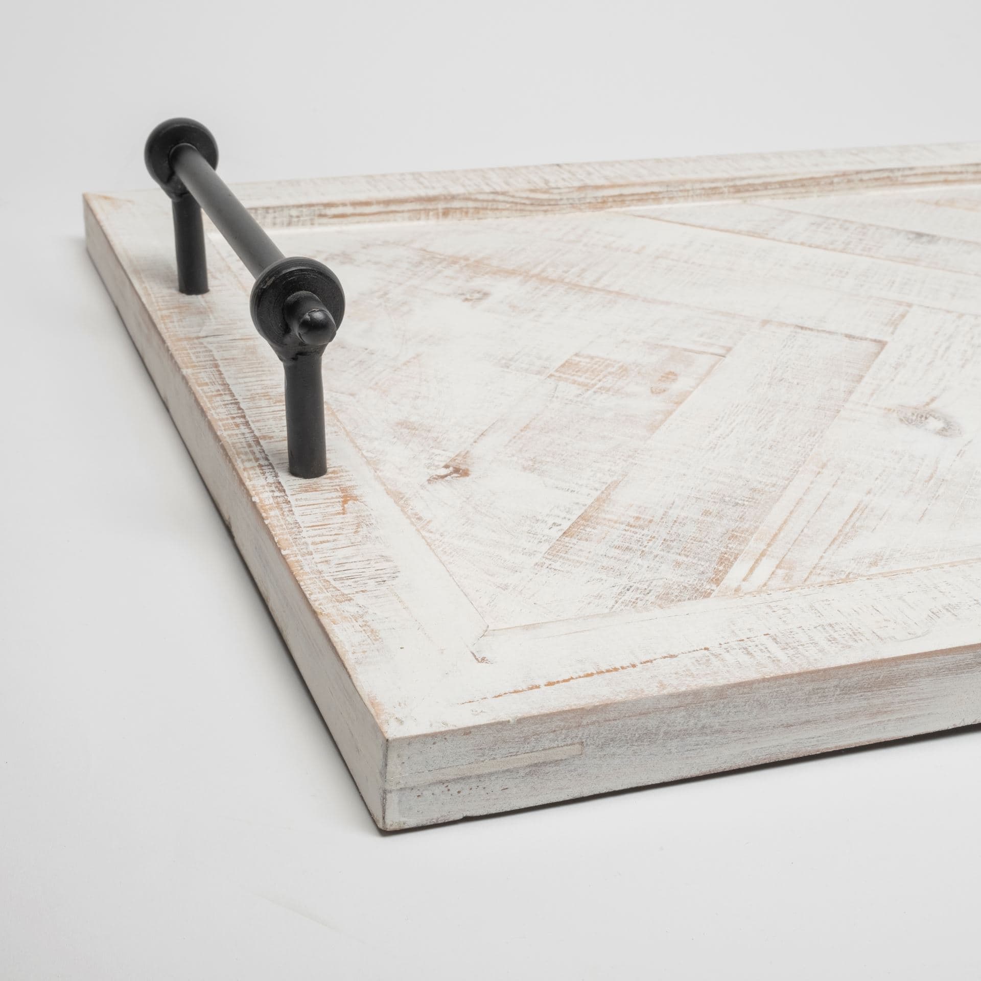 Alfred 35L x 16W Natural Wooden Herringbone Rectangular Tray — product photograph