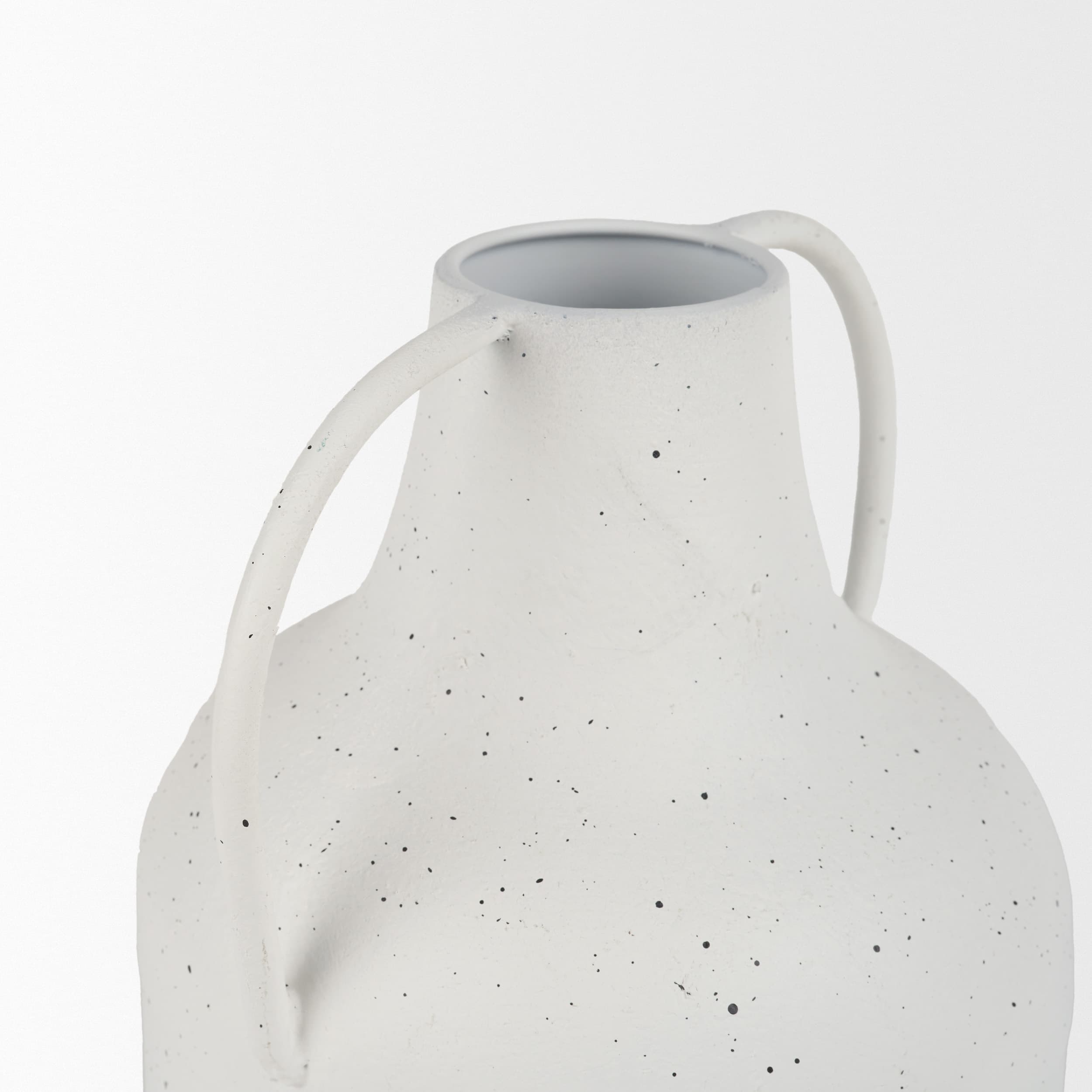 Treva Tall White w/ Black Speckles Metal Vase — product photograph