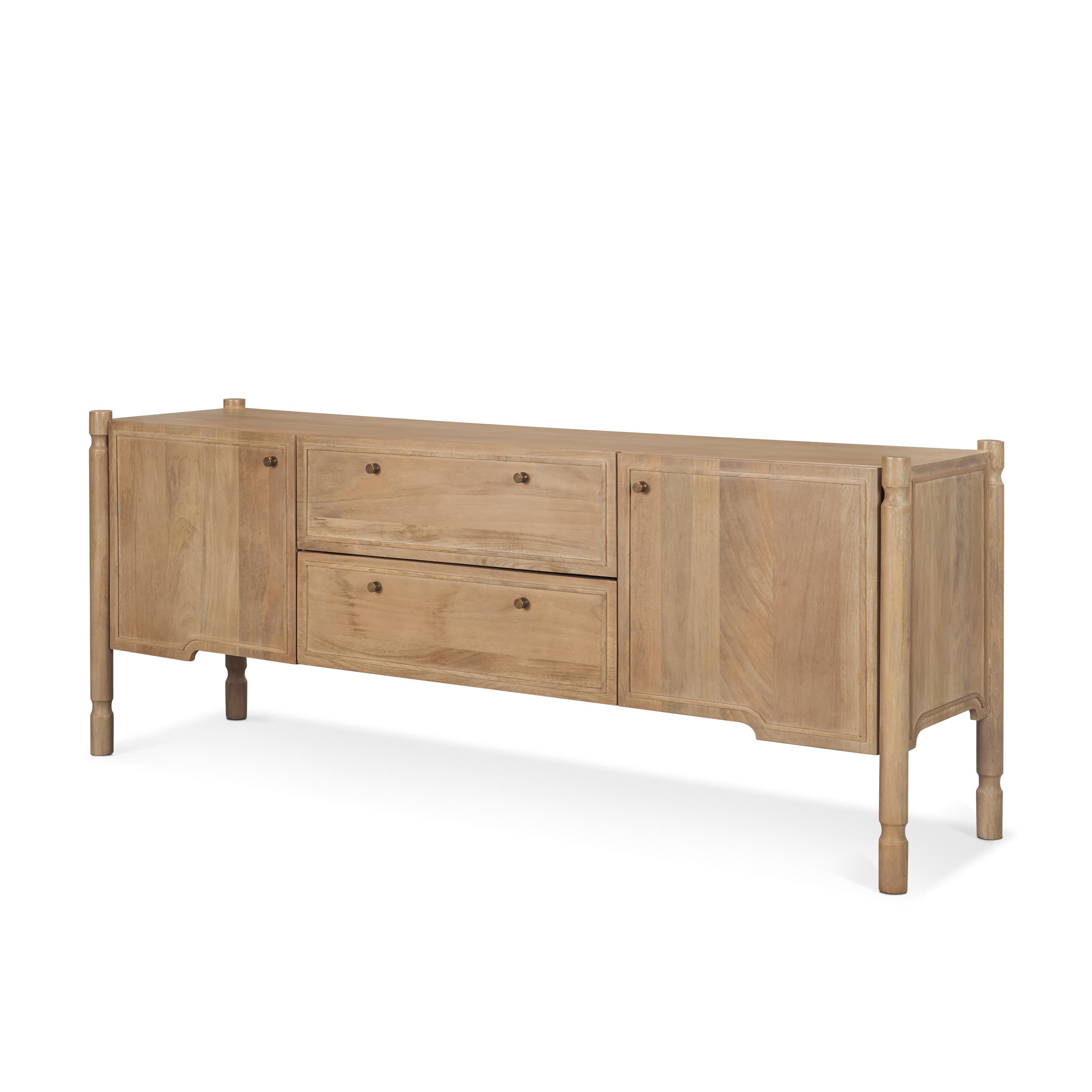 Phil Light Brown Wood 2 Door 1 Drawer w/ Pull Down Media Console — product photograph