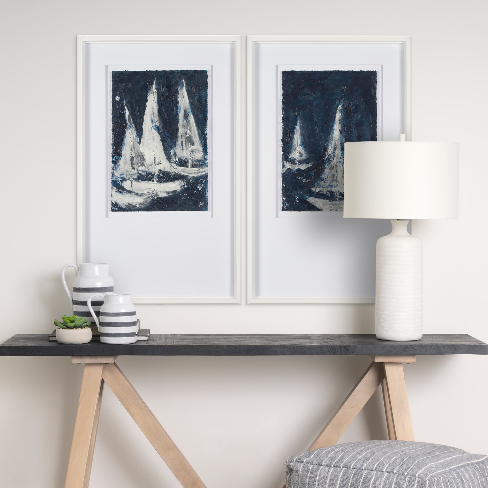 Paper Boats I by Studio M a Framed Art Print Matted under Glass — product photograph