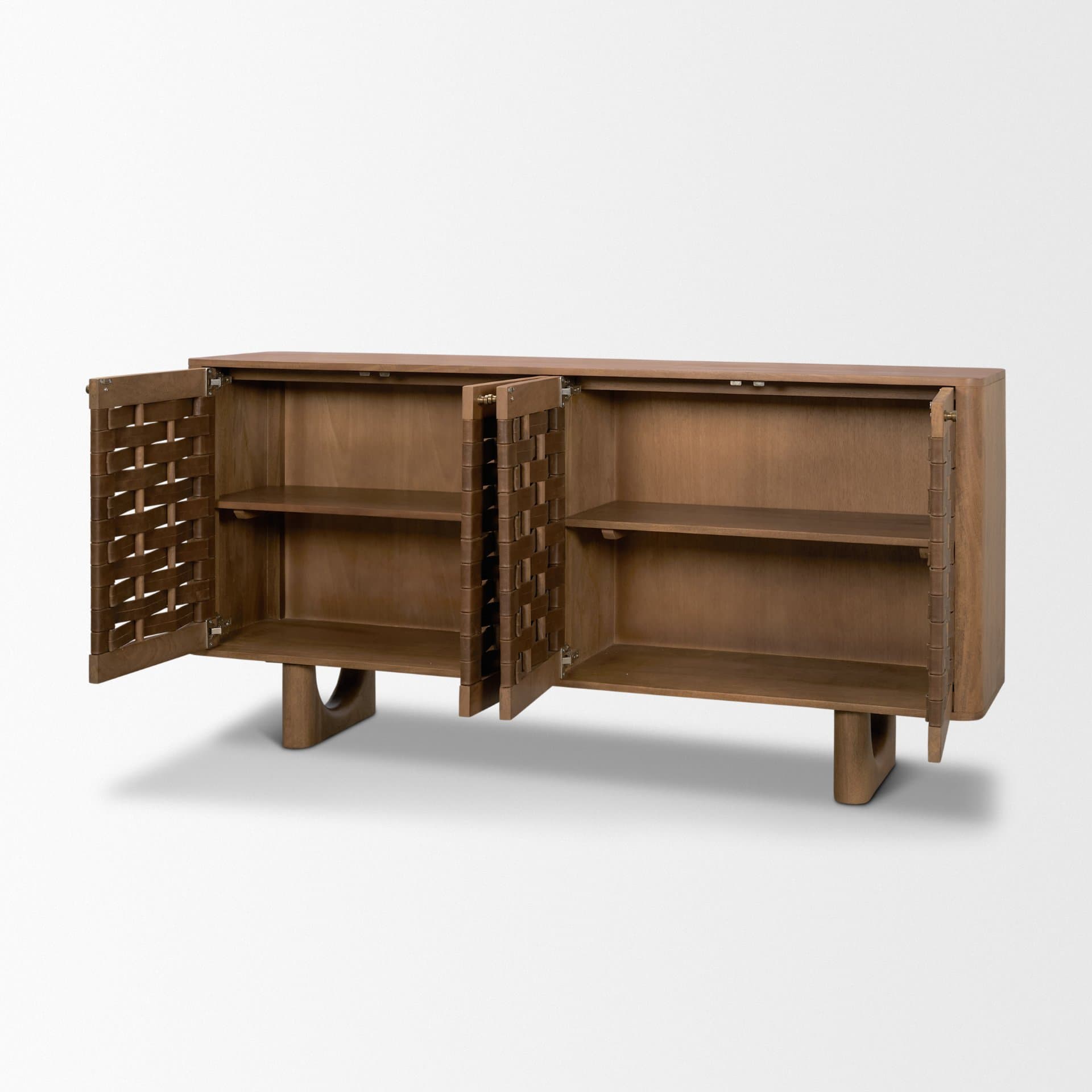 Wexlan Solid Wood w/ Leather Weave 4 Door Closed Sideboard — product photograph