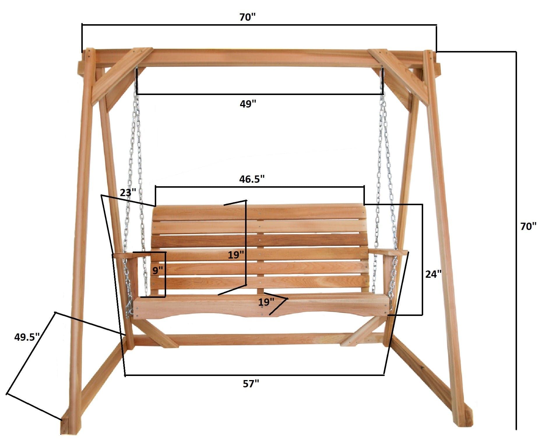 6-Ft Cedar Garden A-Frame & Porch Swing Set — product photograph