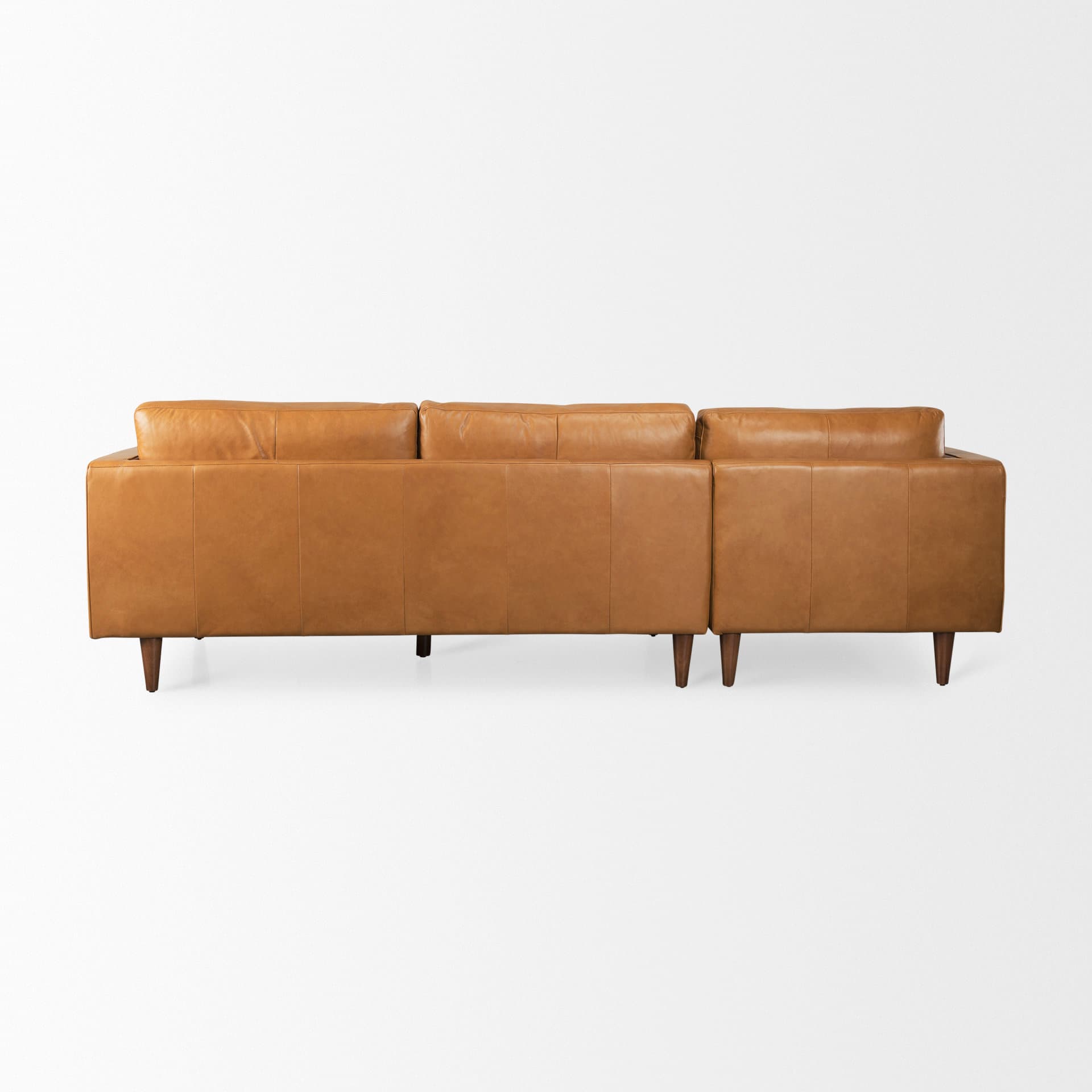 Svend 111.4L x 68.0W x 33.9H Tan Leather Left Chaise Sectional Sofa — product photograph