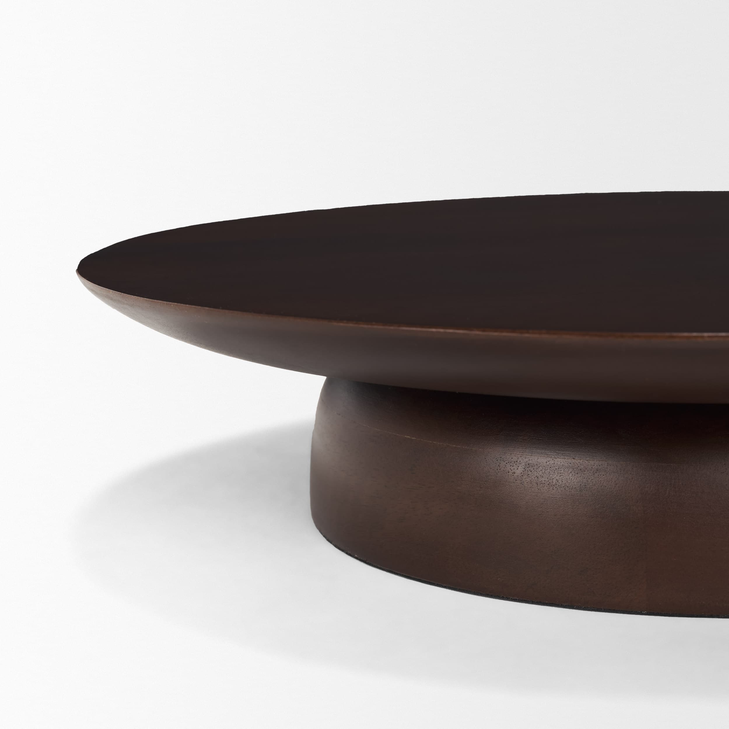 Sadira Large Mid-Dark Brown Solid Wood Round Riser — product photograph