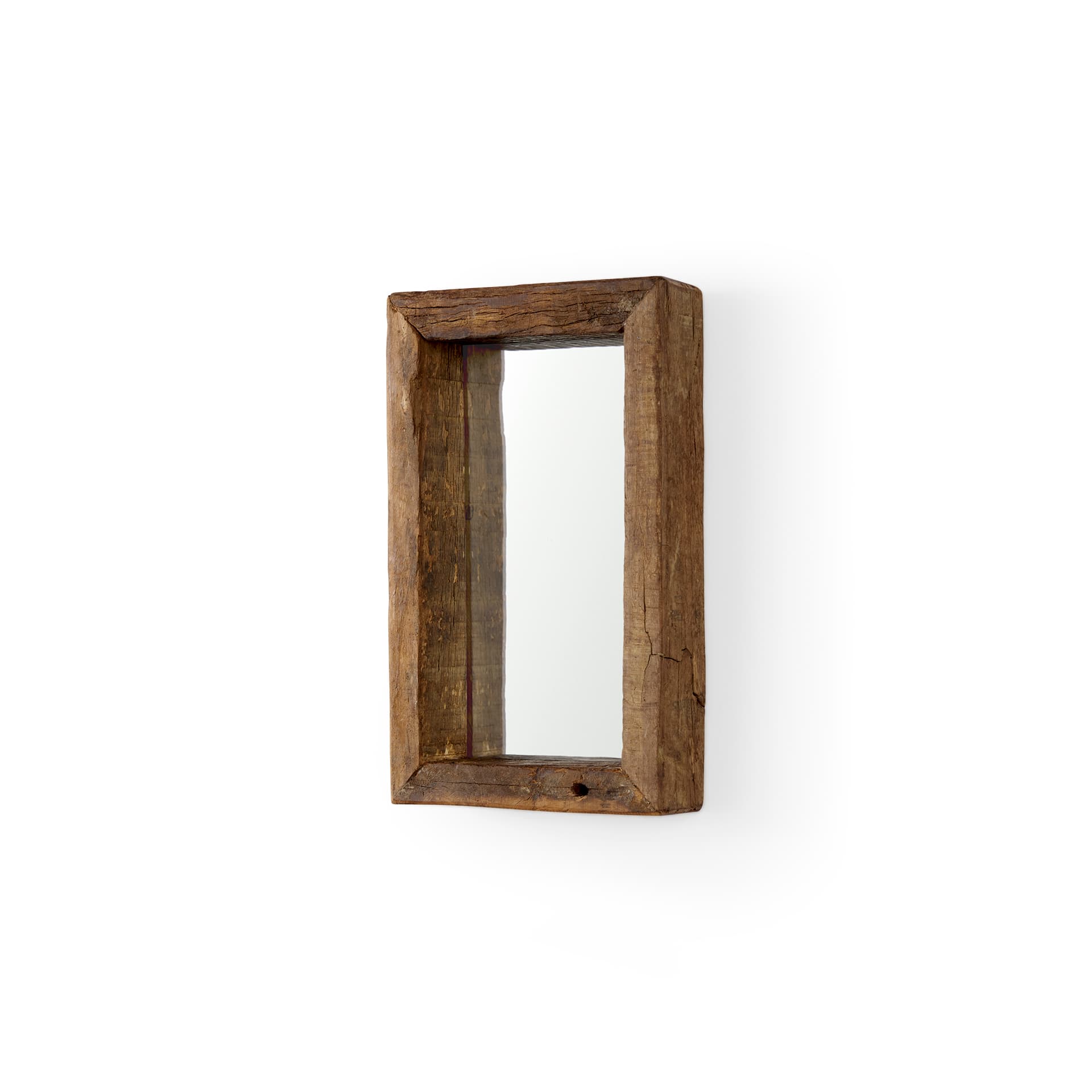 Gervaise 12L x 2W x7H Small Brown Wood Frame Rectangular Wall Mirror — product photograph