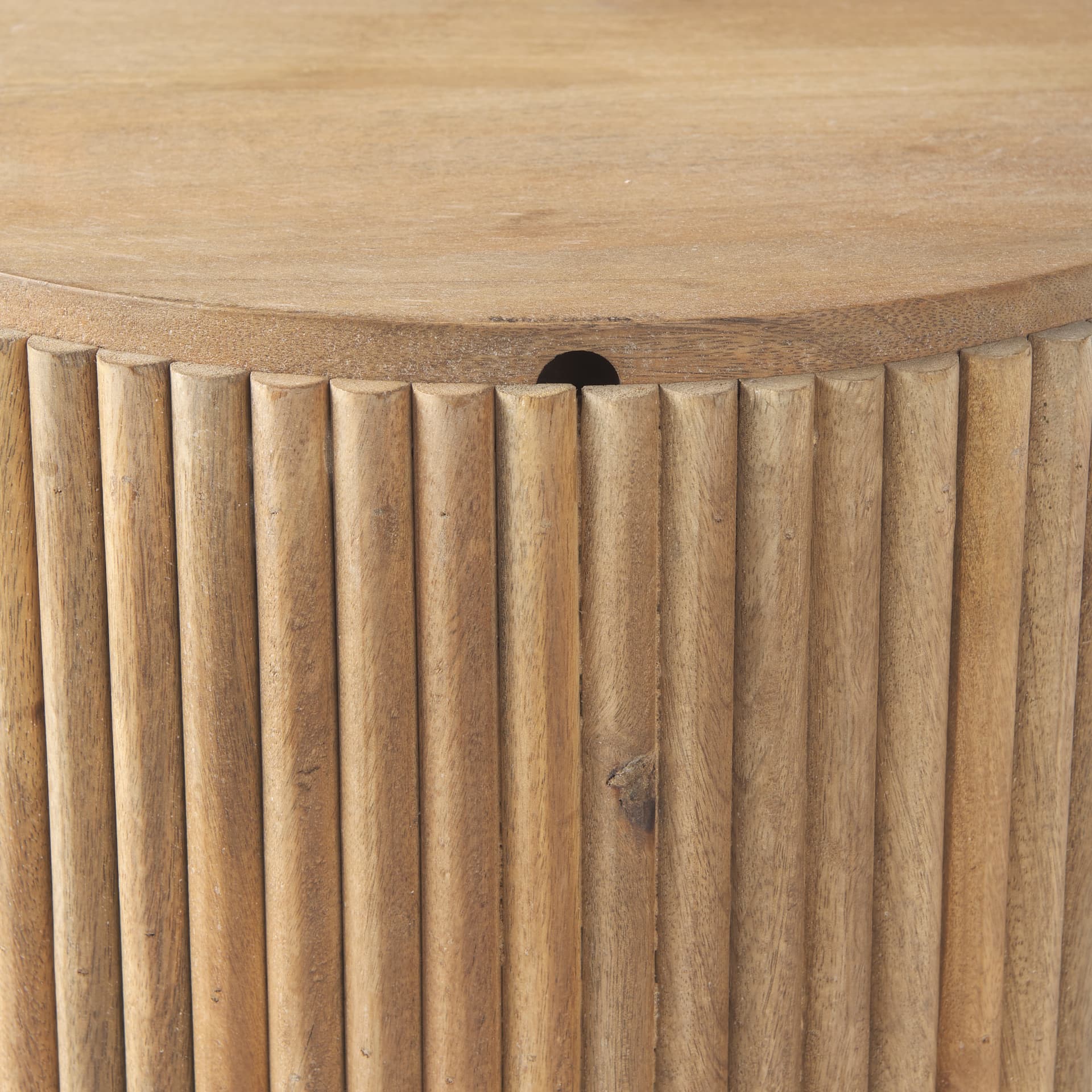 Terra 18L x 18W x 22H Light Brown Wood Fluted Round Side Table — product photograph