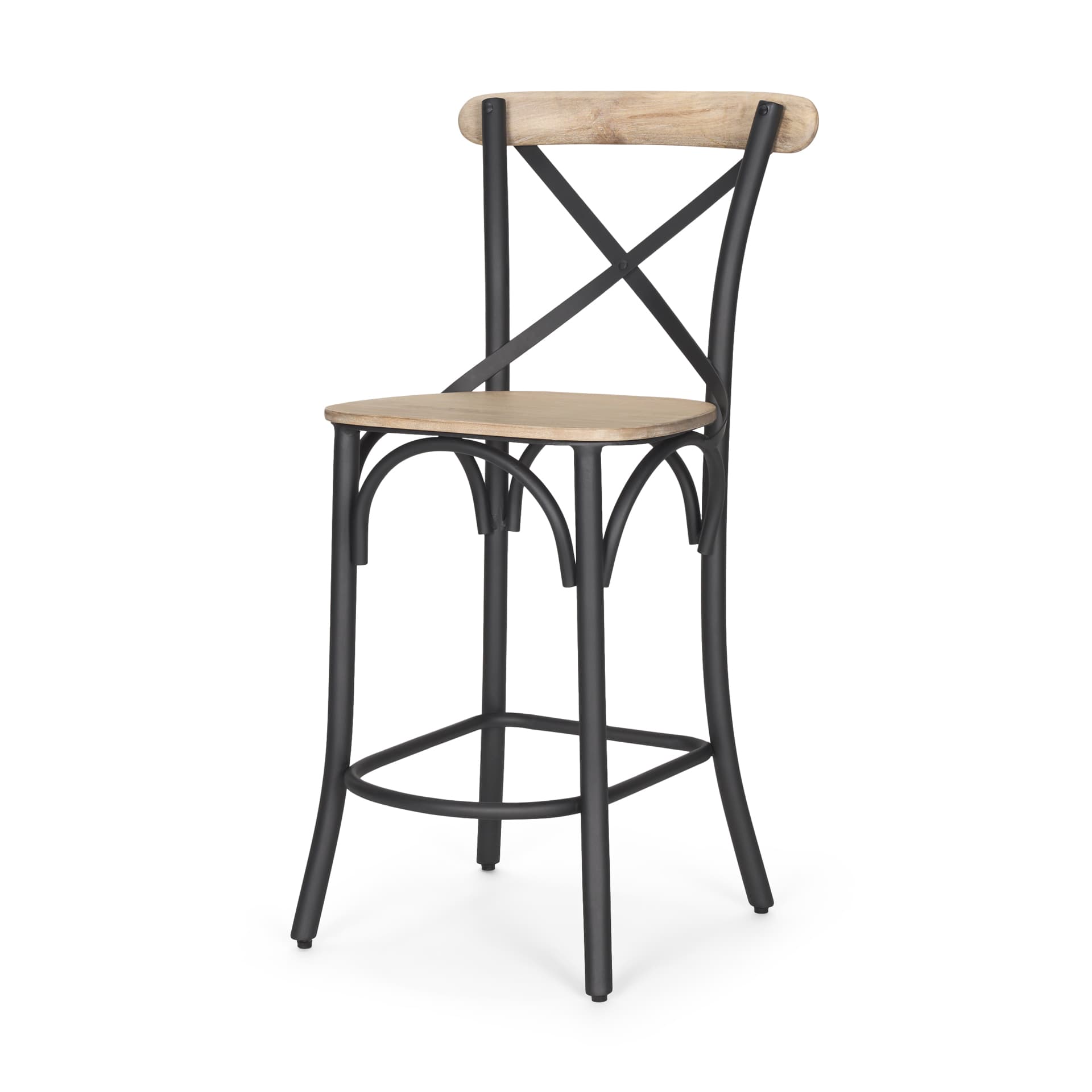 Etienne Low Back 26.25in Seat Counter Stool | Light Brown w/ Metal — product photograph