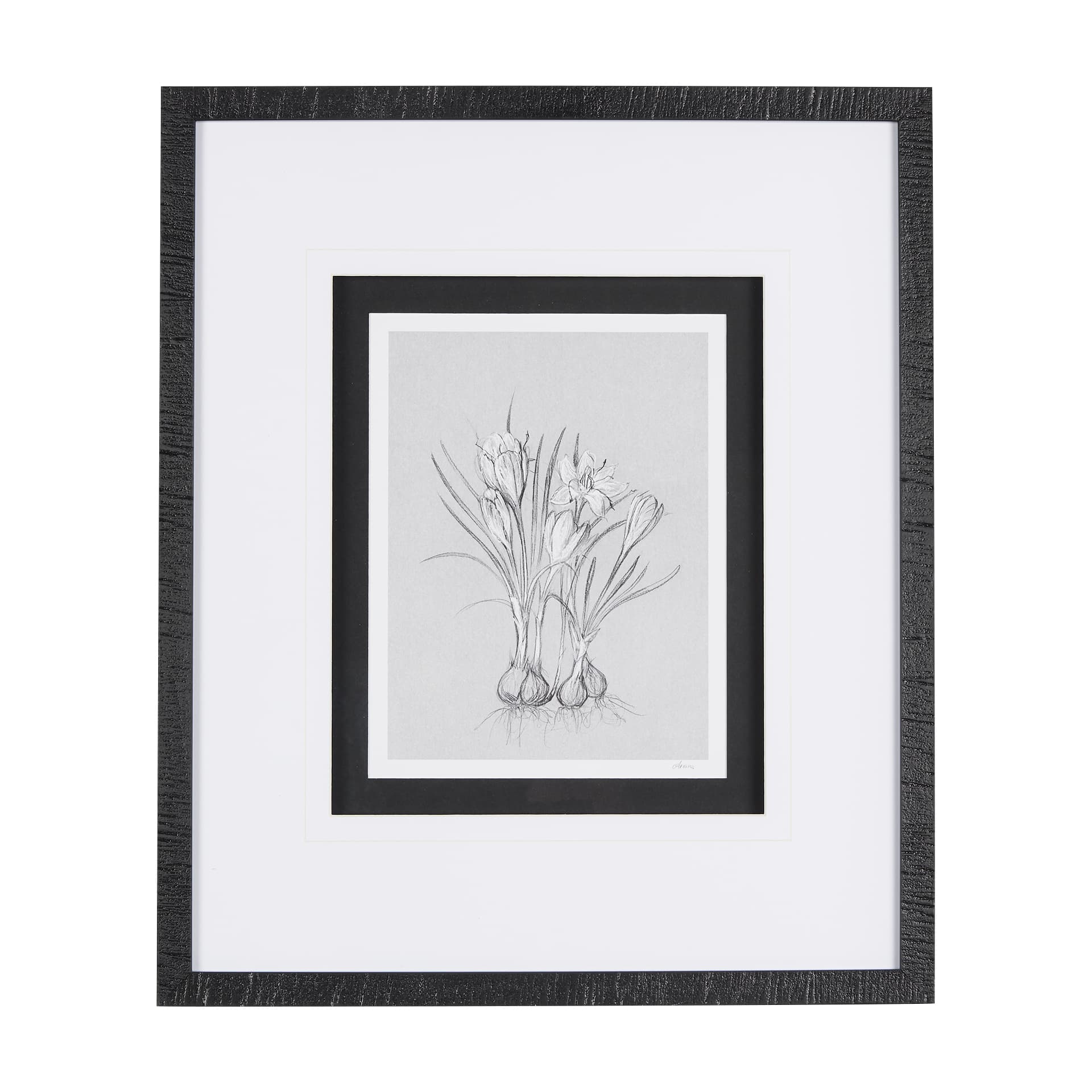 Botanical sketches V (Grey) by Mercana Studio Hand Embellished Framed Art Print Matted under Glass — product photograph