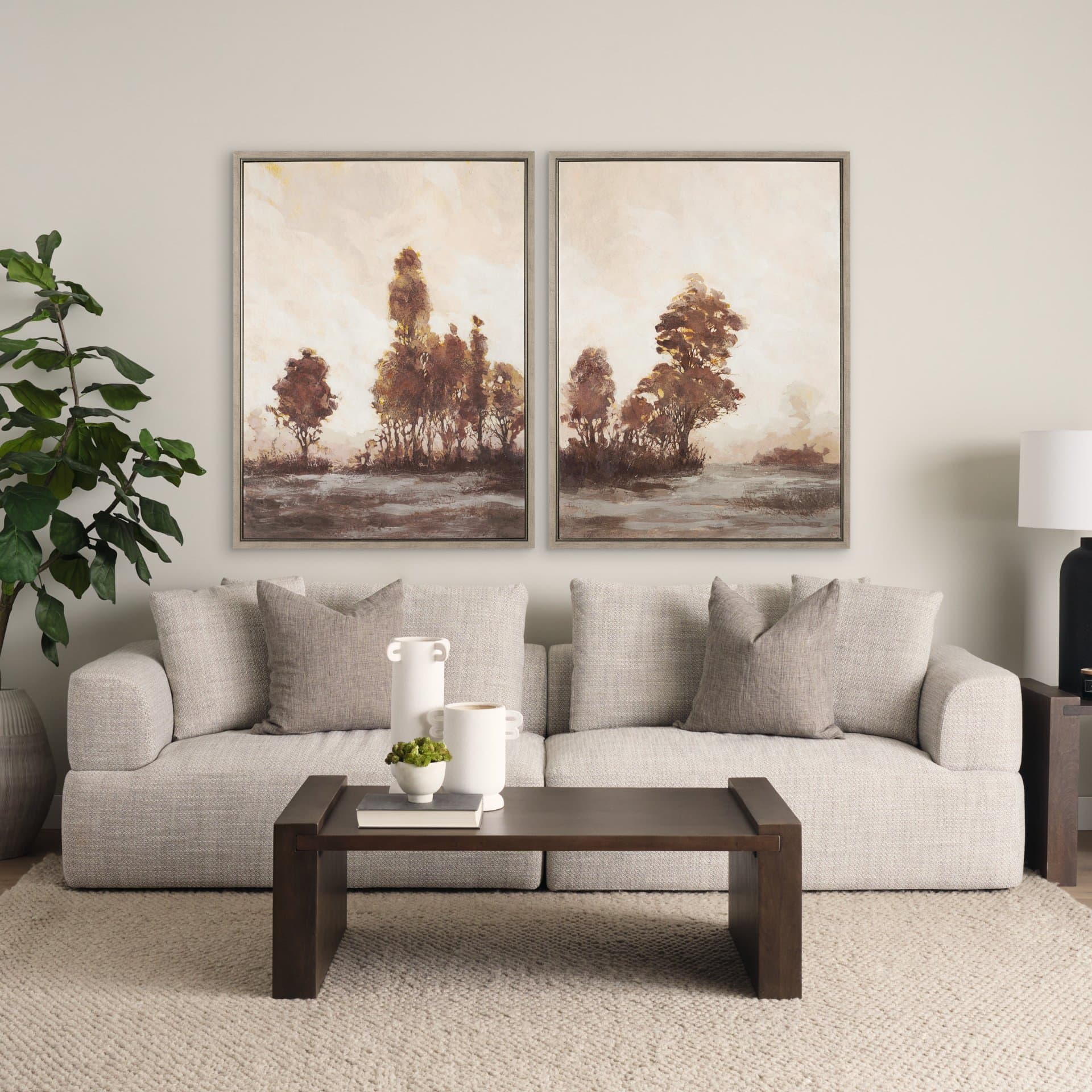 Quiet Horizon I by Mercana Studio Hand-Embellished Textured Framed Canvas Artwork — in a styled room