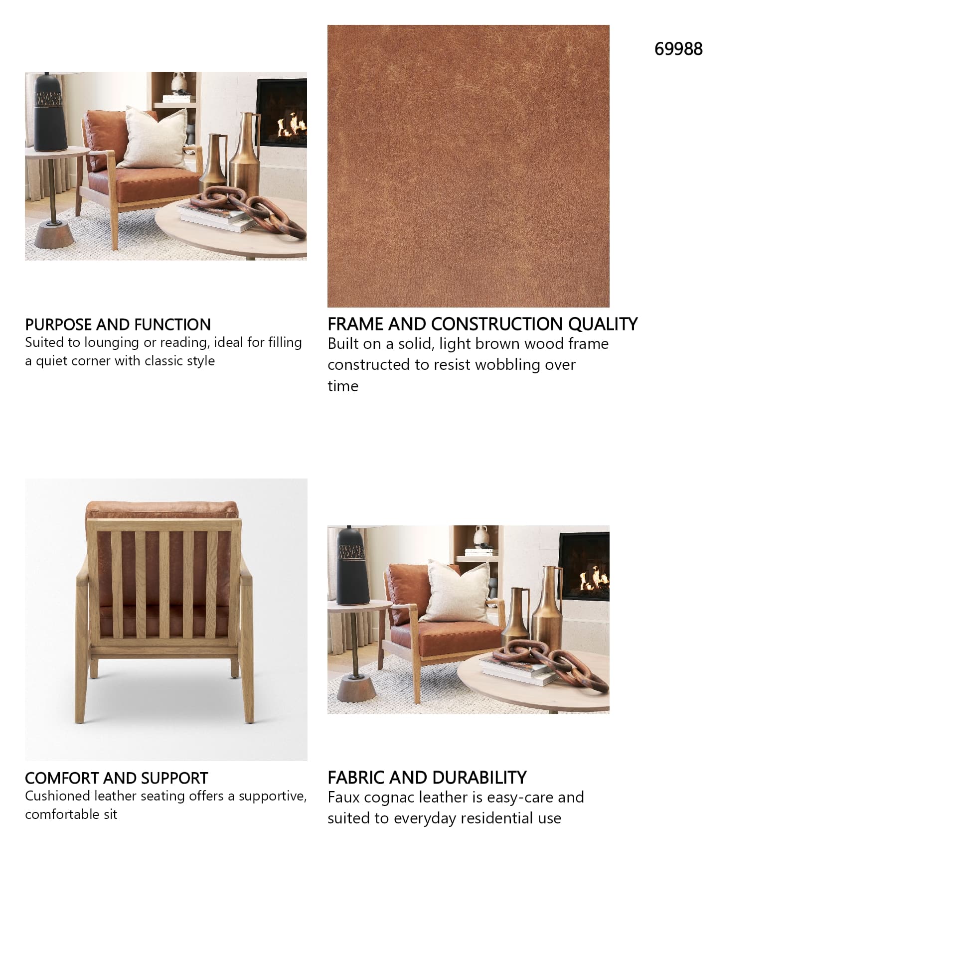 Raeleigh Tan Faux Leather Accent Chair — in a styled room