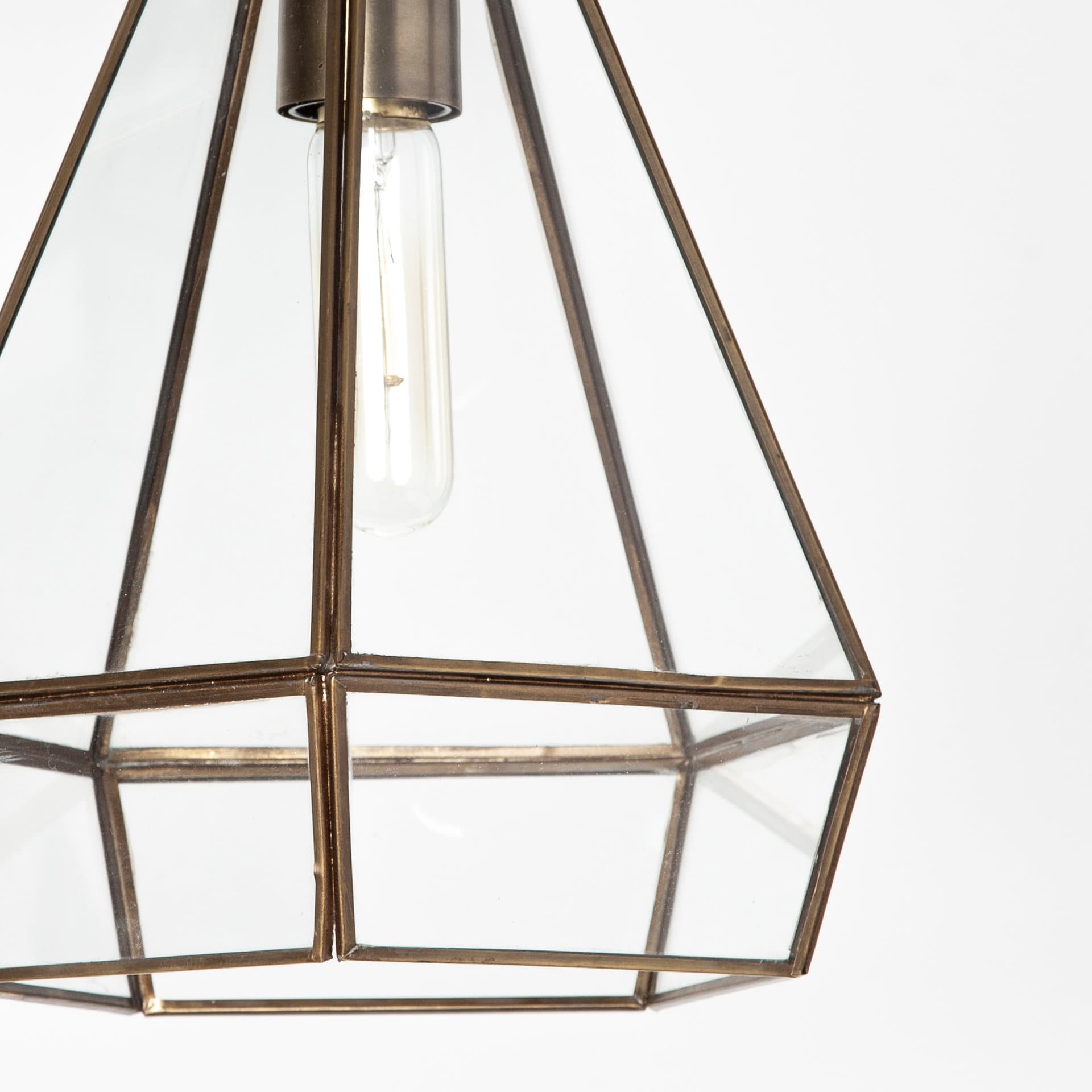 Prima 9.5x12.5 Gold Metal and Glass Pyramid Pendant Light — product photograph