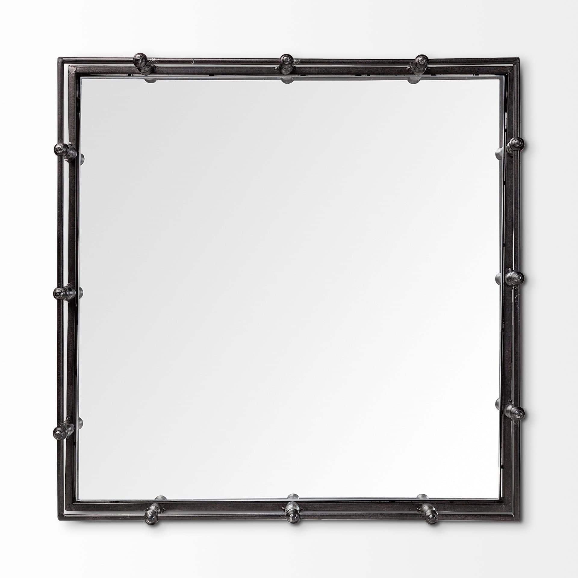 Christa 22L x 22W Black Metal Mirrored Base Square Tray — product photograph