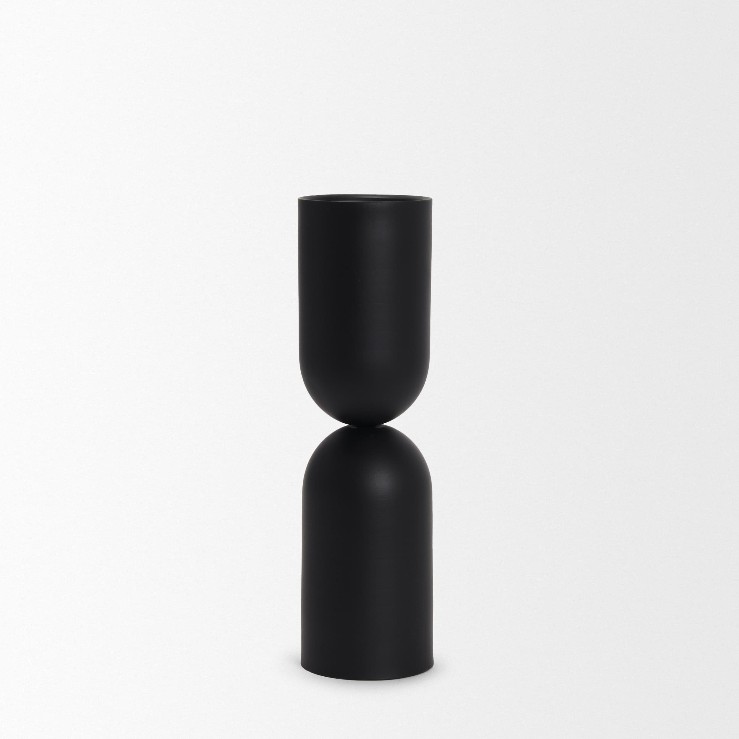 Qamra Tall Black Metal Pillar Candle Holder — product photograph