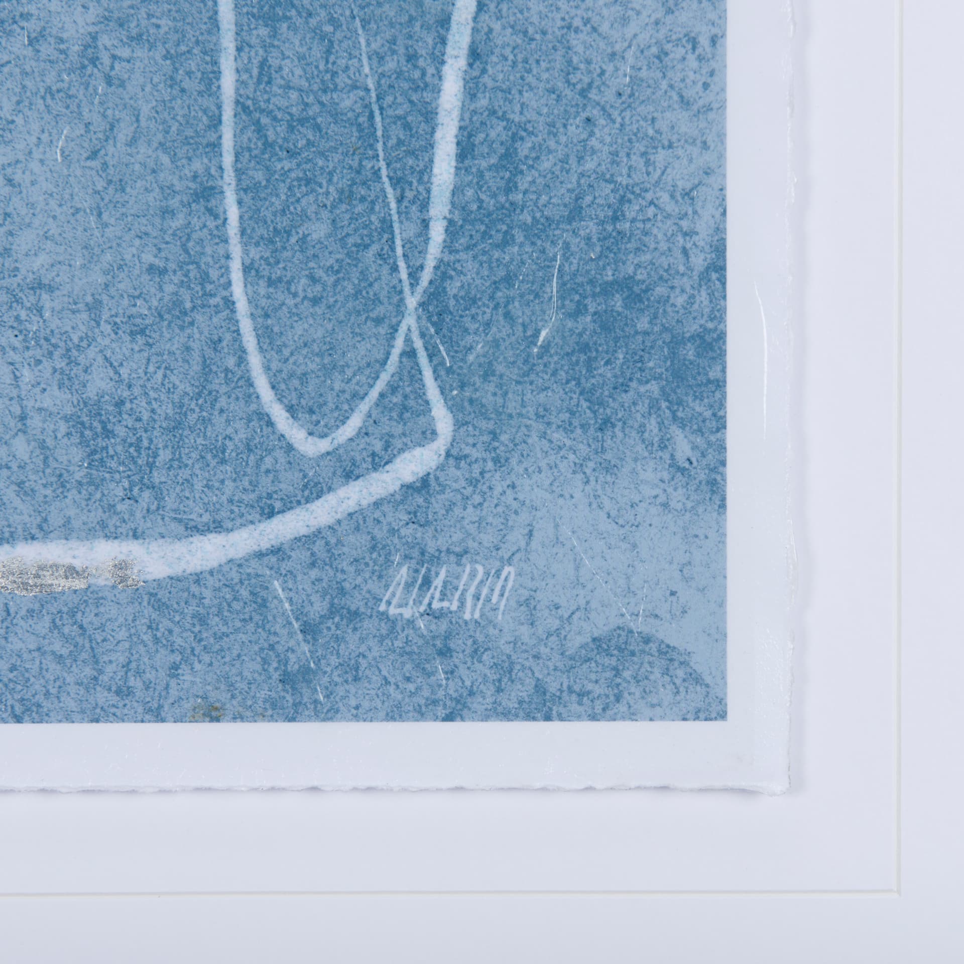 Thread Blue I by Mercana Studio a Hand Embellished Textured Framed Art Print Matted under Glass — product photograph