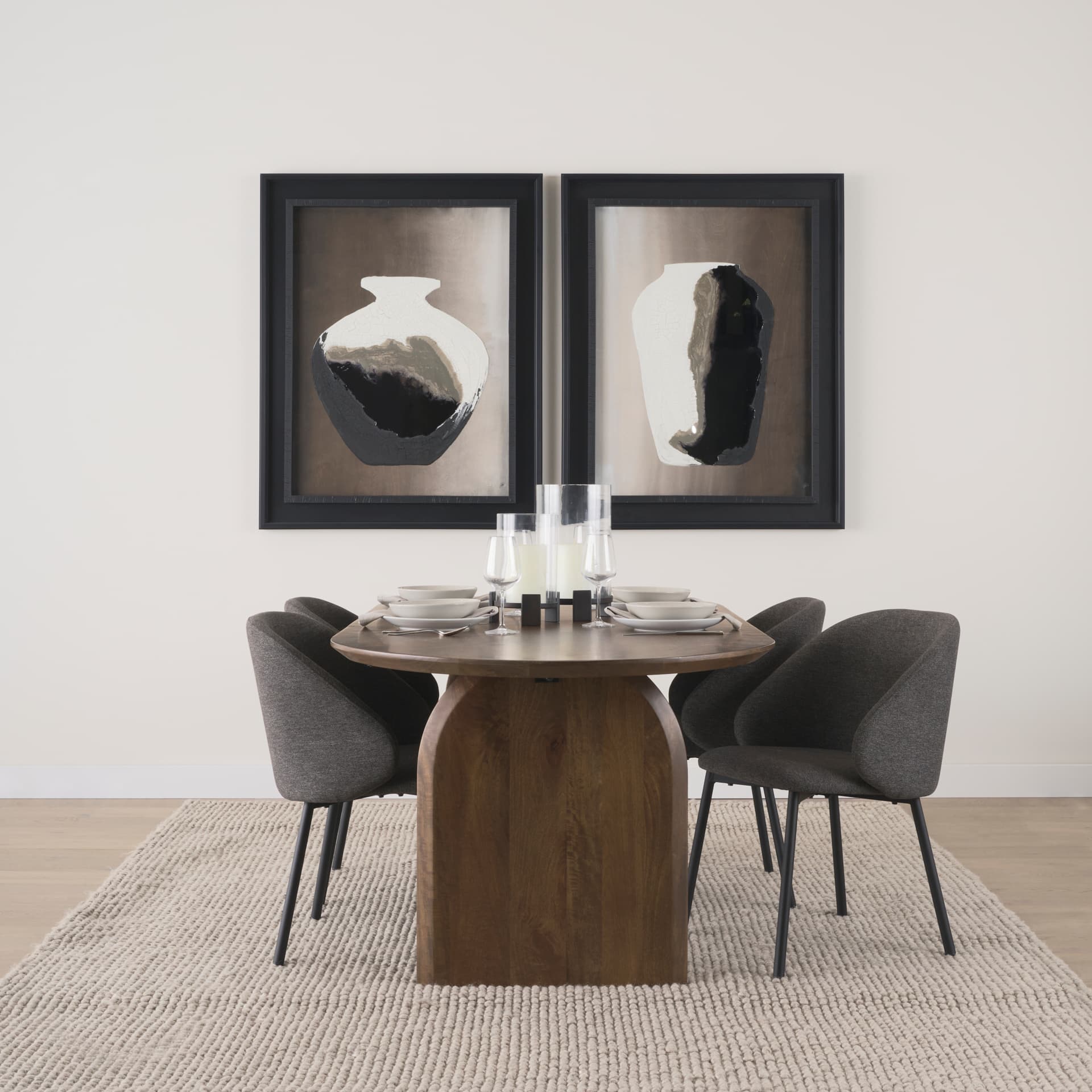 Shannon Contoured Back Dining Side Chair | Gray Fabric w/ Metal — product photograph