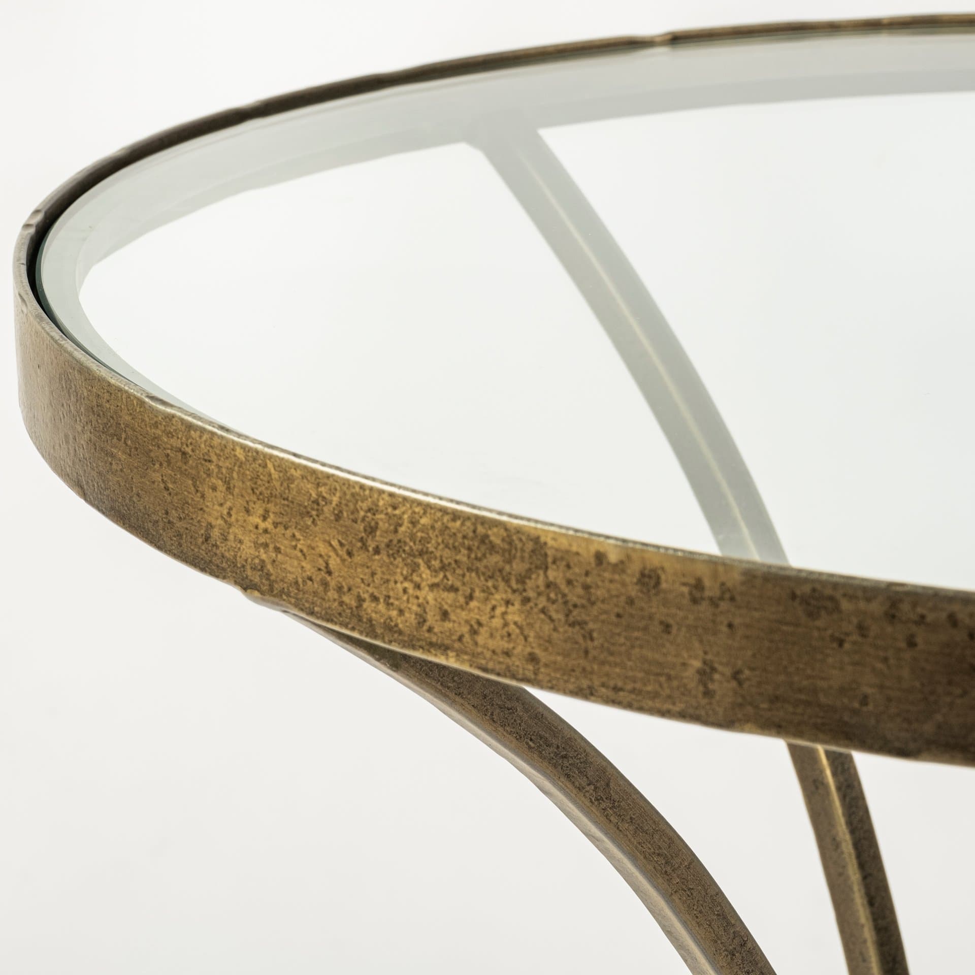 Jacinta II 21" Round Glass Top Metal and Marble Pedestal End/Side Table — product photograph