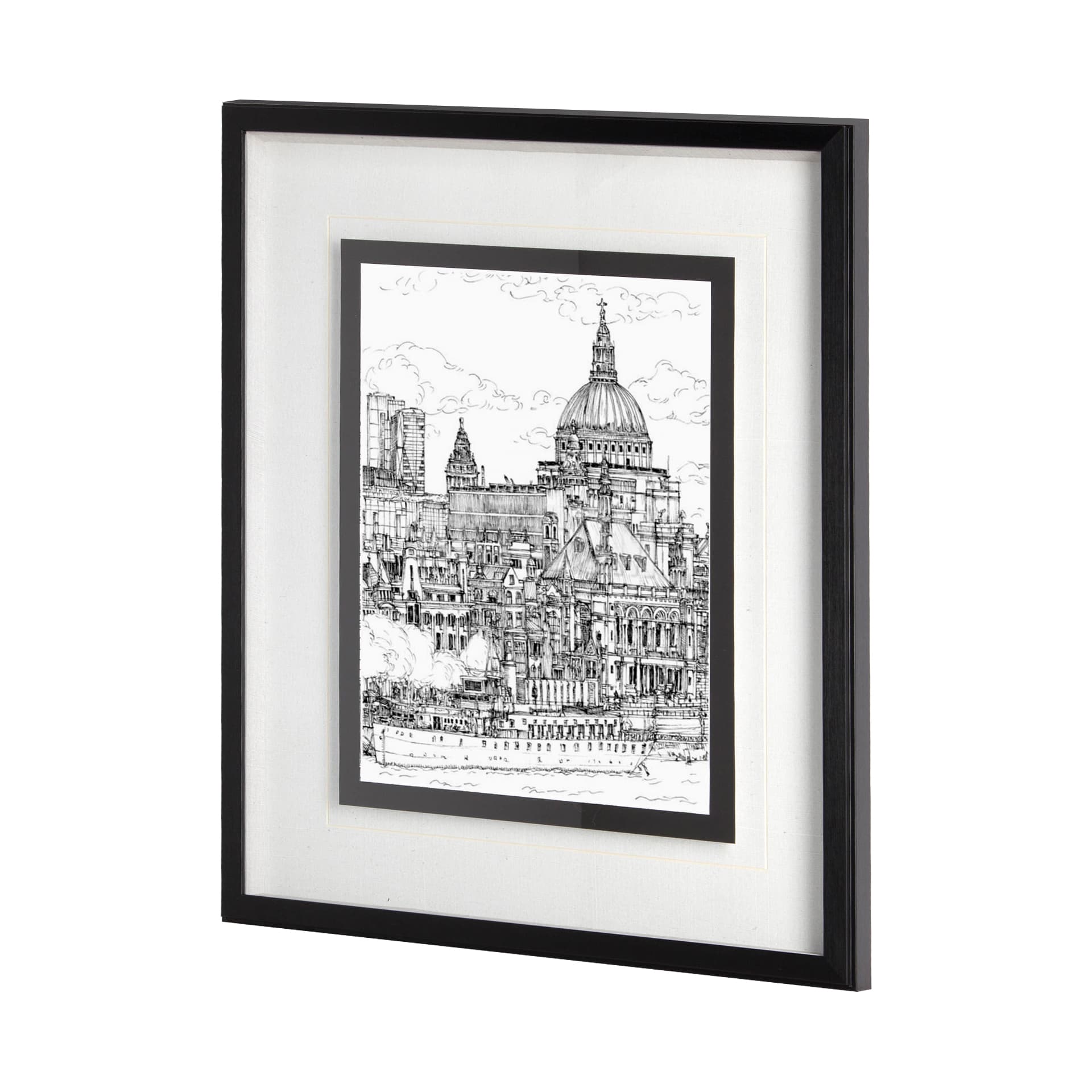 B&W City Scene X by Melissa Wang a Hand Embellished Textured Framed Art Print Matted under Glass — product photograph