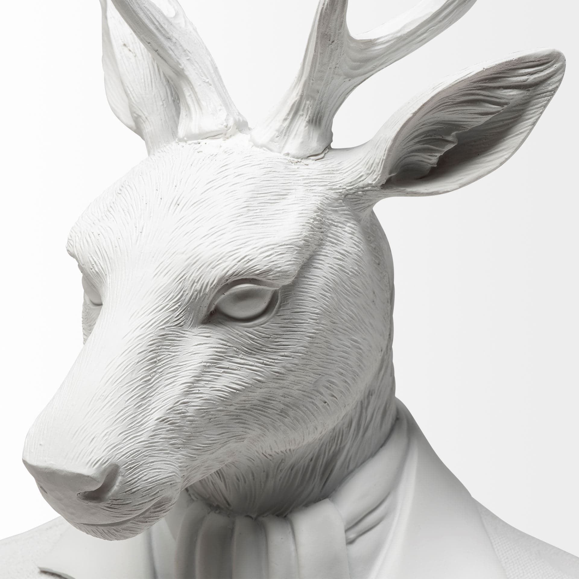 Mozart 22.5H White Painted Resin Deer In A Suit Bust — product photograph