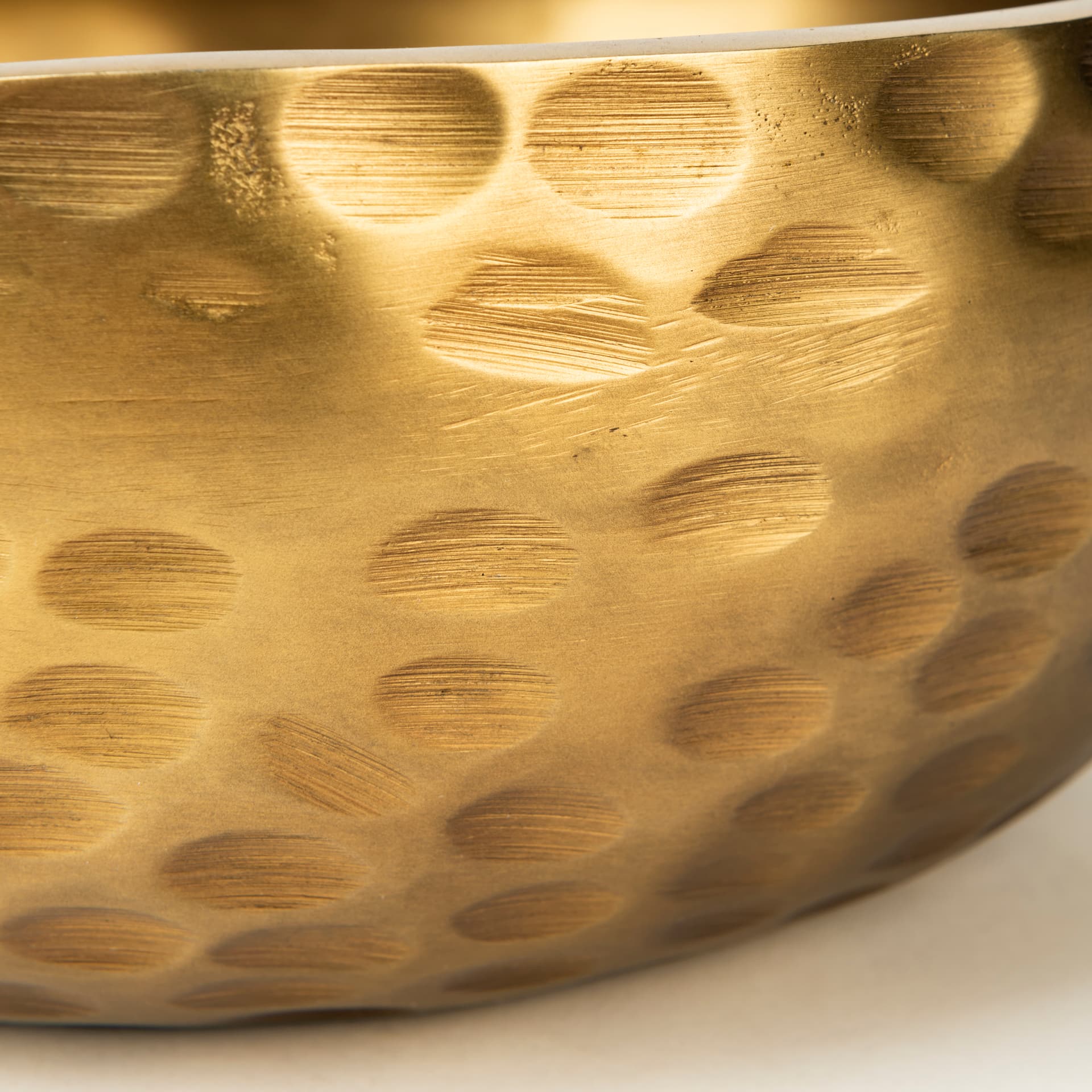 Karmel 12L x 12W Gold Hammered Aluminum Bowl — product photograph