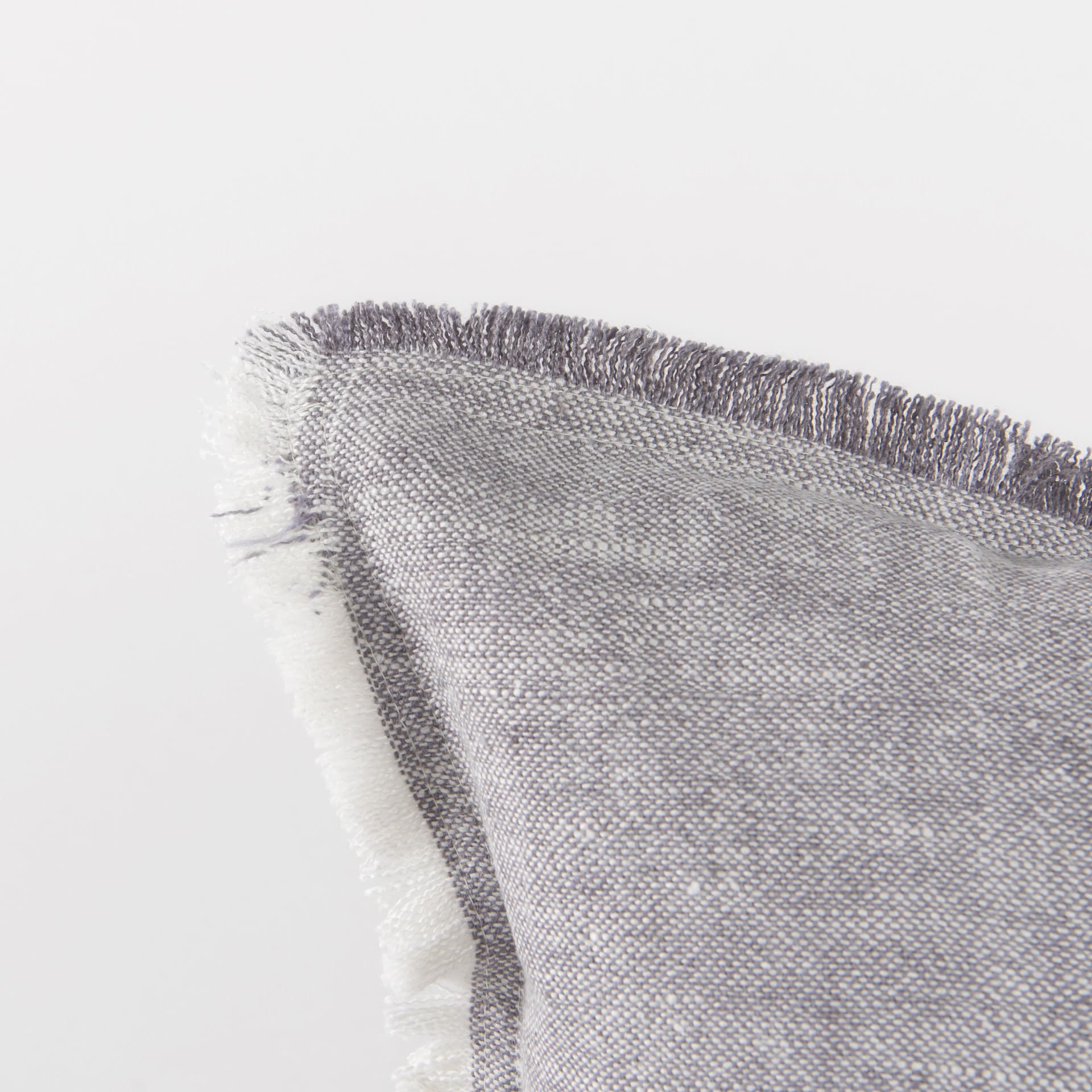 Thais 13x21 Gray Fabric Fringed Pillow Cover w/Down Filler — product photograph