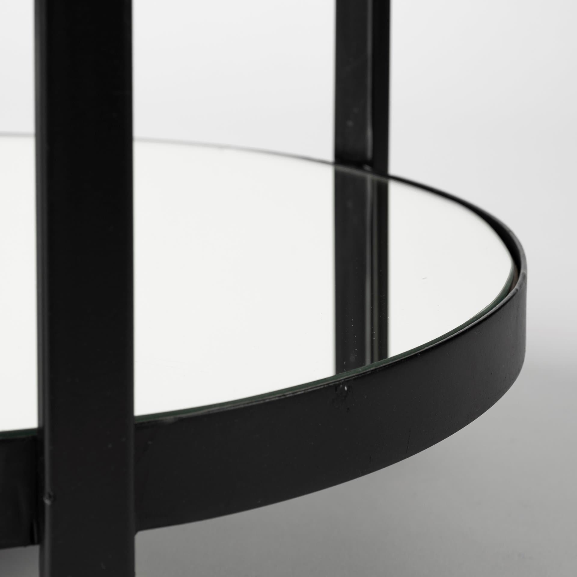 Eleonore Black Metal Frame Two-Tier w/Glass Shelves Bar Cart — product photograph