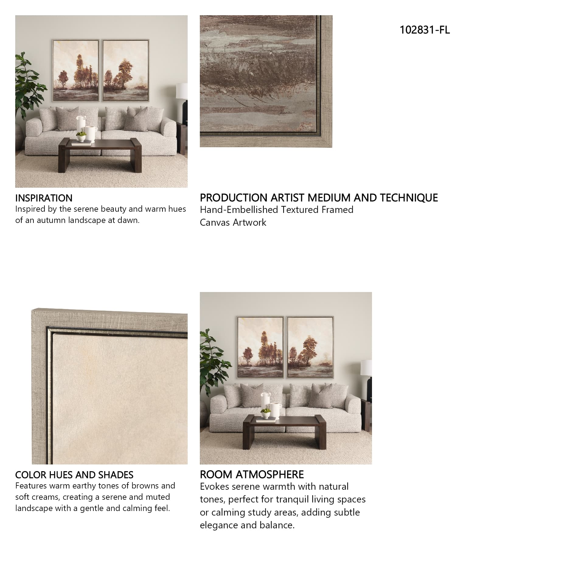 Quiet Horizon II by Mercana Studio Hand-Embellished Textured Framed Canvas Artwork — in a styled room