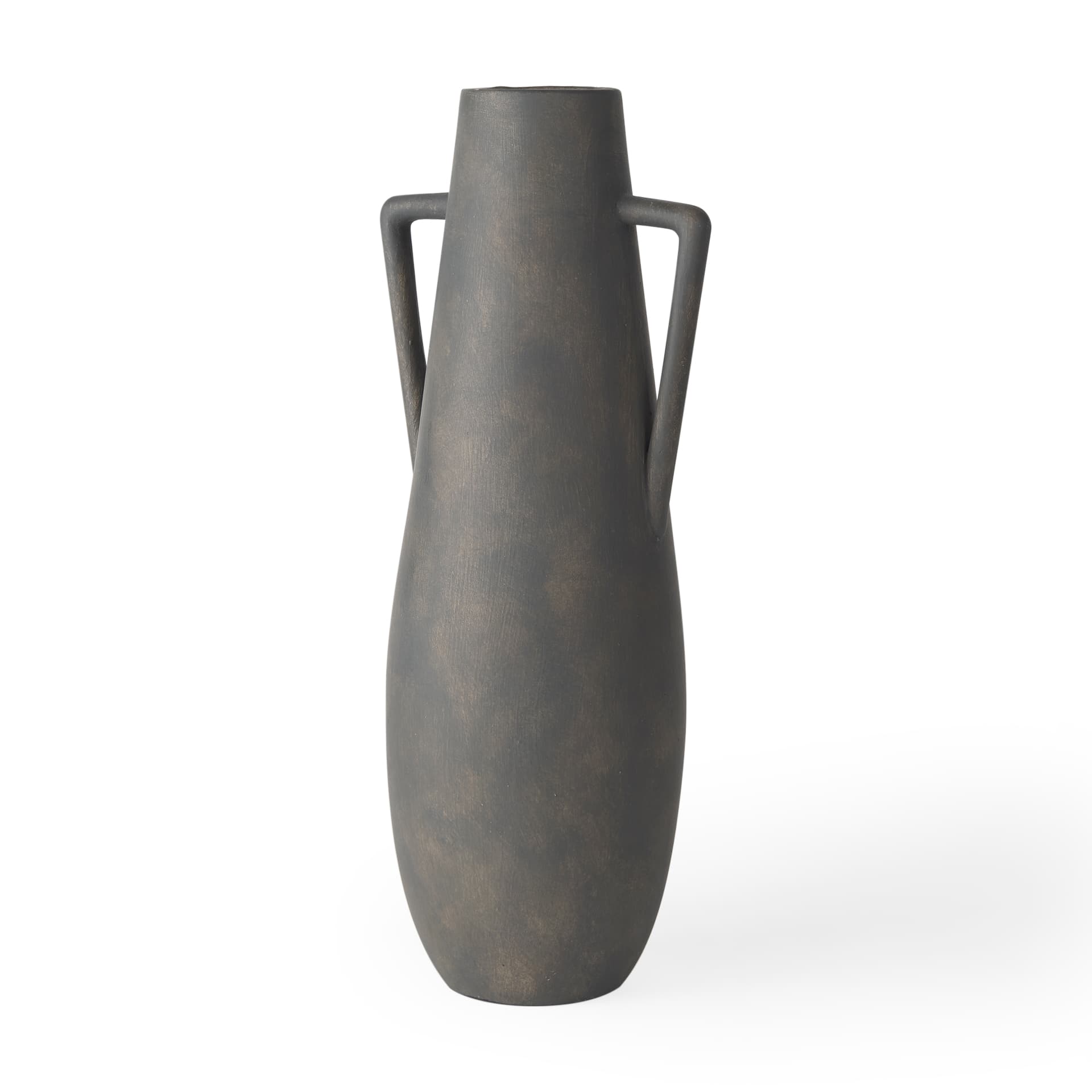 Kilian Tall Matte Brown-Gray Double Ear Vase — product photograph