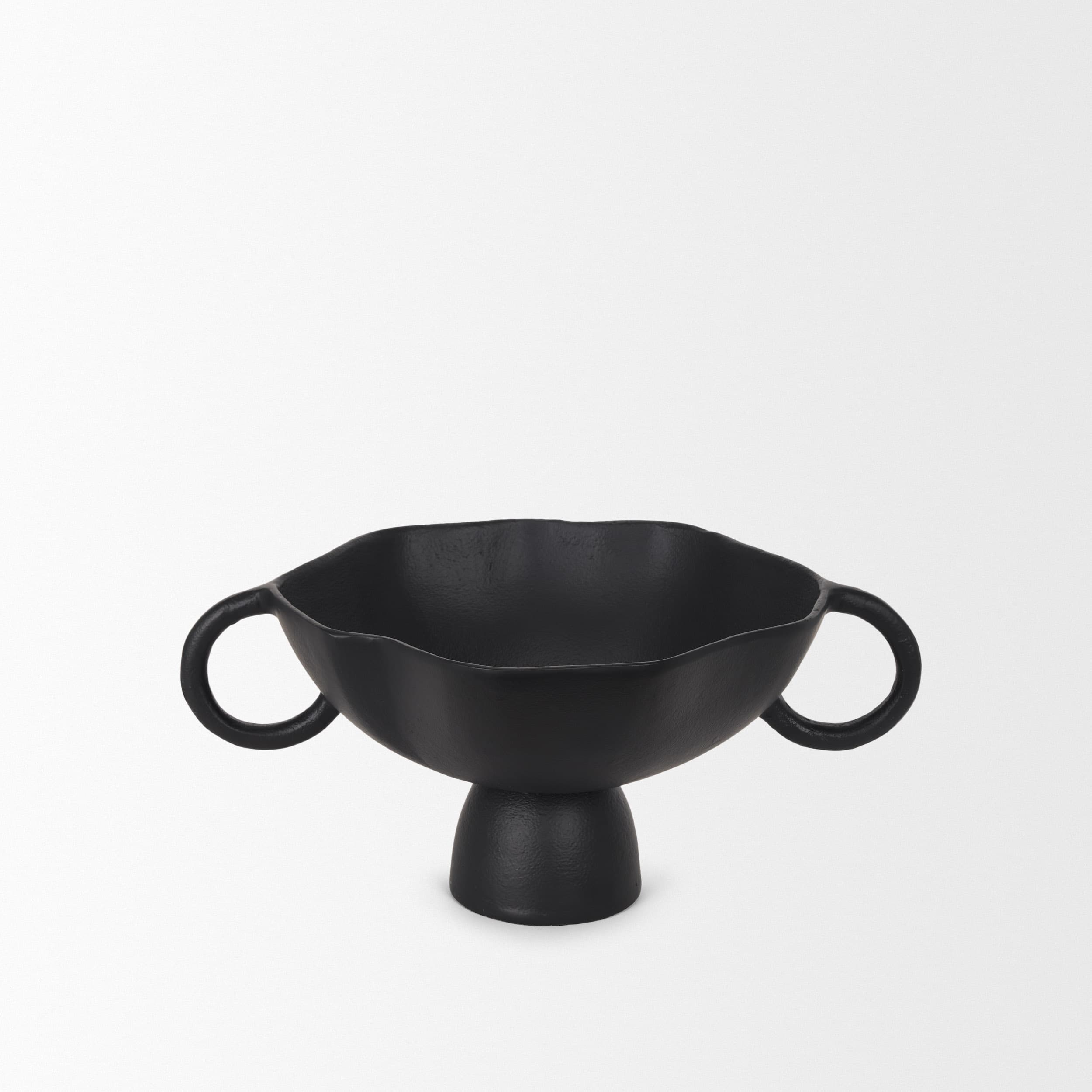 Radka Small Matte Black Metal Decorative Bowl — product photograph