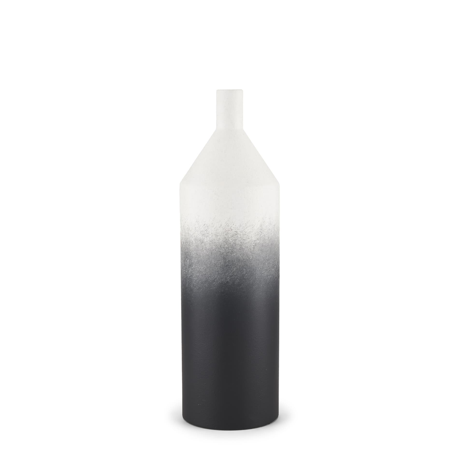 Townley Small White w/ Black Ombre Metal Vase — product photograph