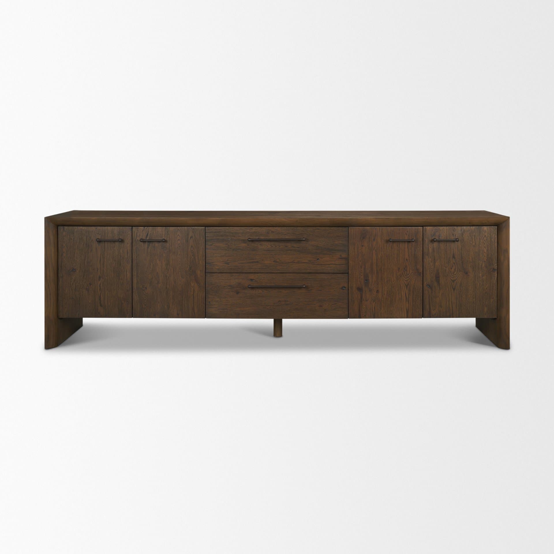 Belford 94" Dark Brown Oak Wood Media Console — product photograph