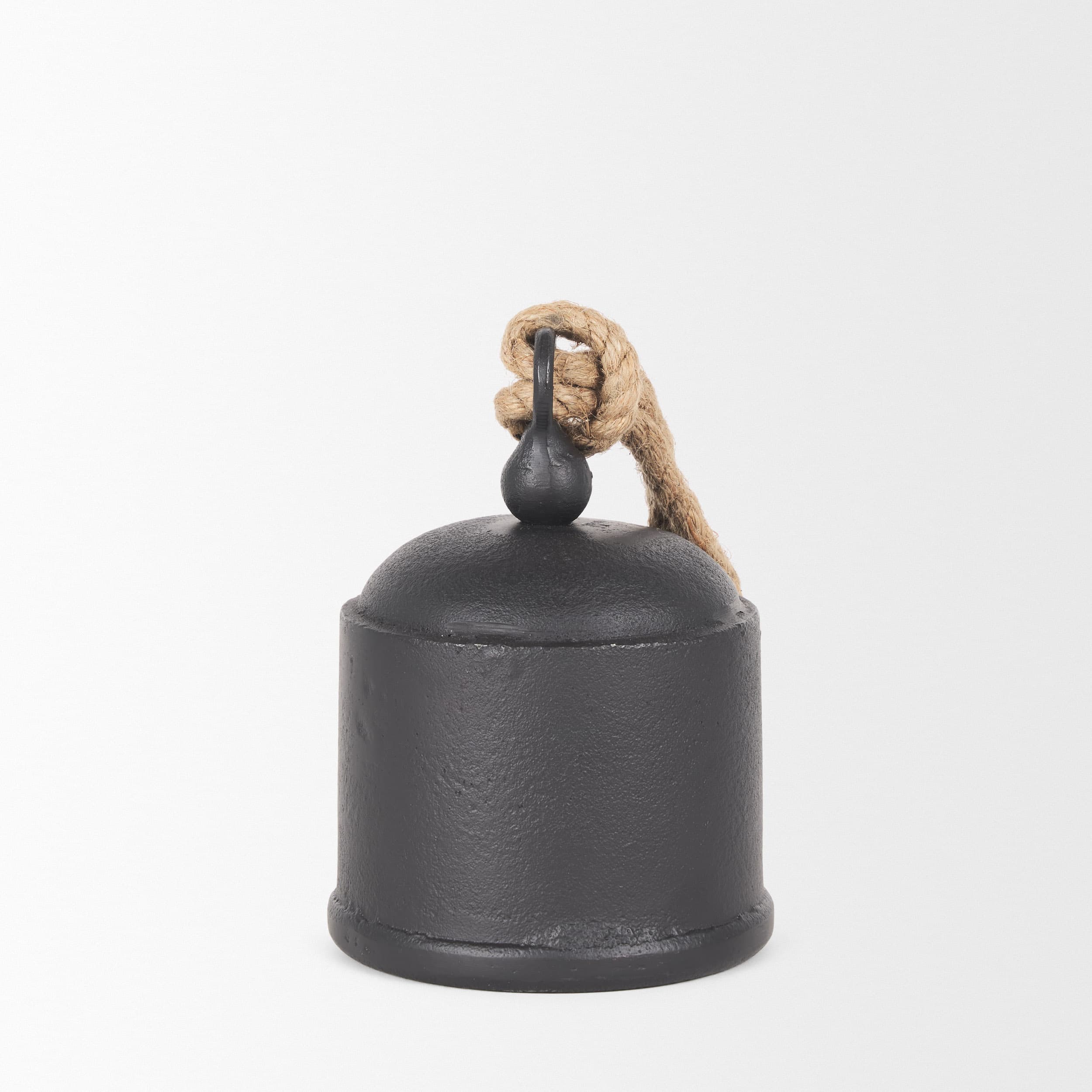 Quincy Medium Matte Black Metal Decorative Bell Object — product photograph