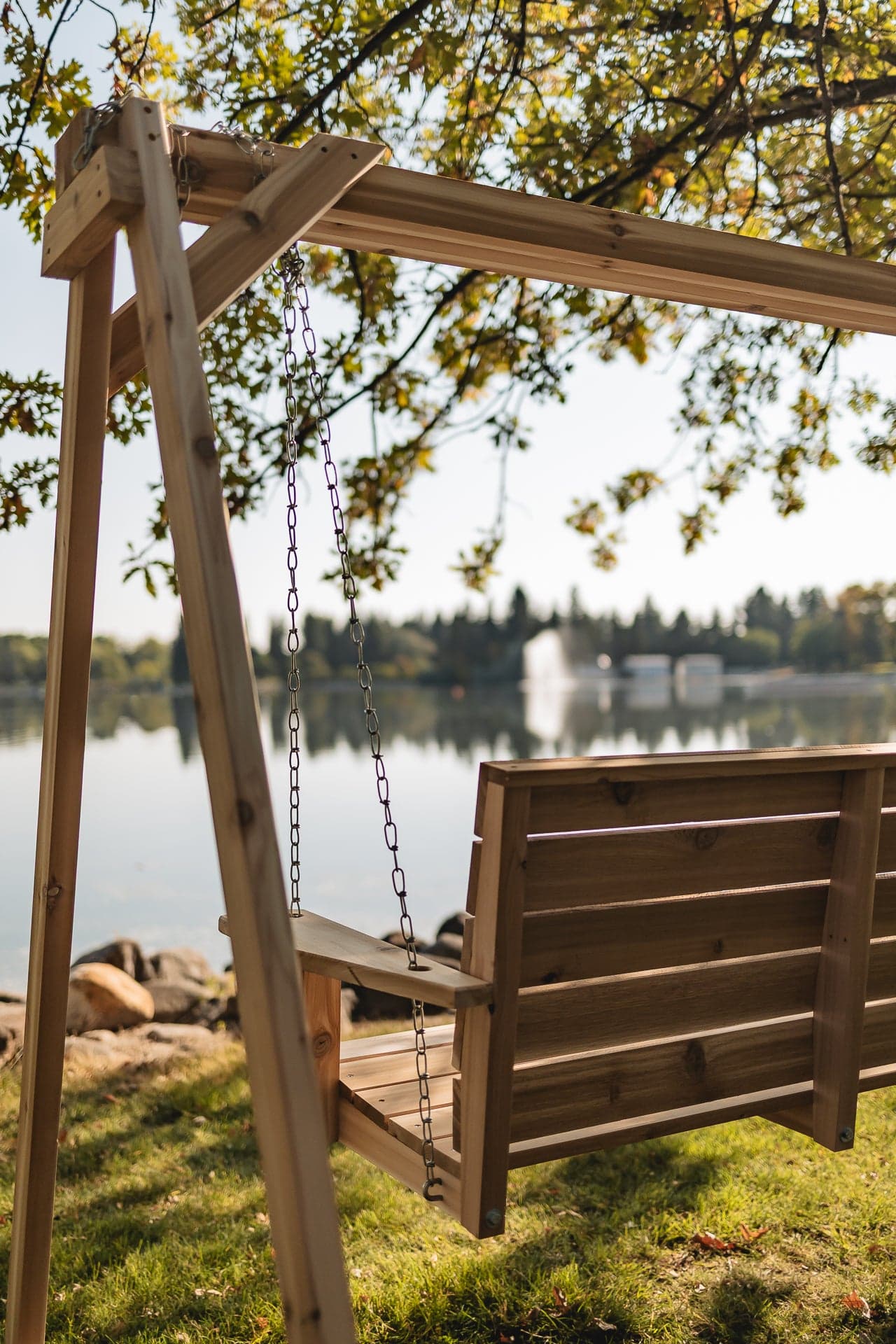 7.5-Ft Cedar Garden A-Frame & Porch Swing Set — product photograph