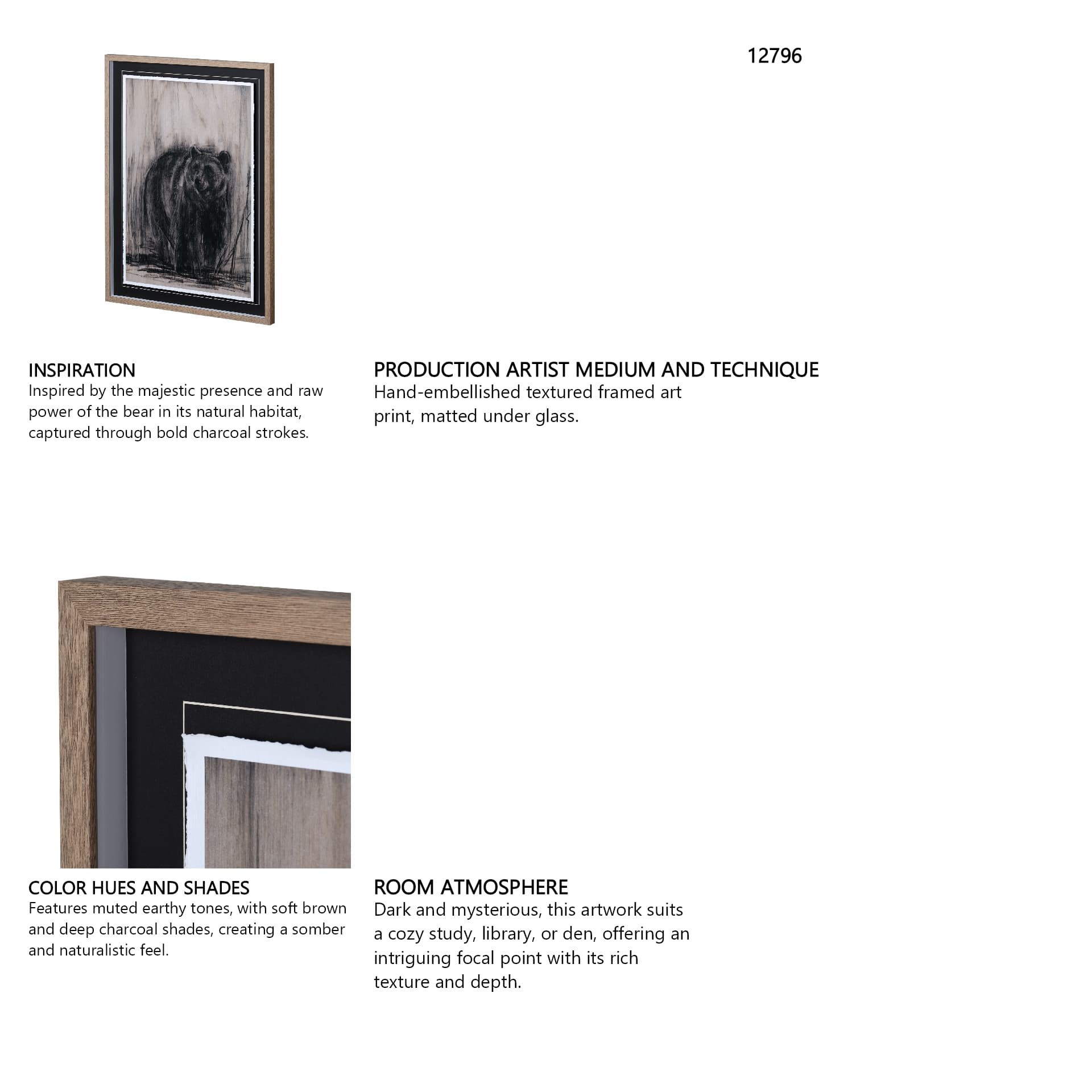 Bear & Moose II by Mercana Studio a Hand Embellished Textured Framed Art Print Matted under Glass — in a styled room