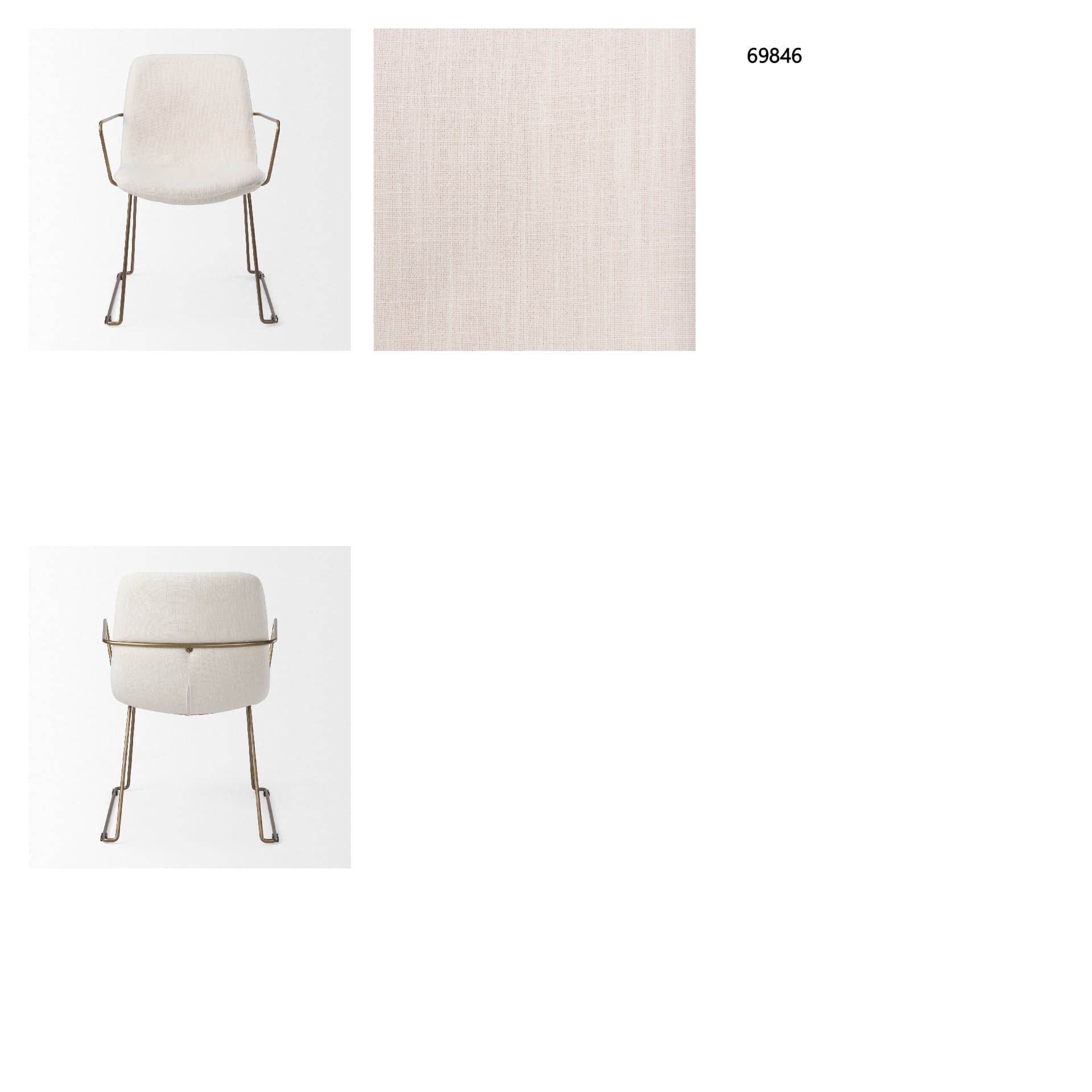 Sawyer Solid Back Dining Side Chair | Cream Fabric w/ Gold Metal — in a styled room
