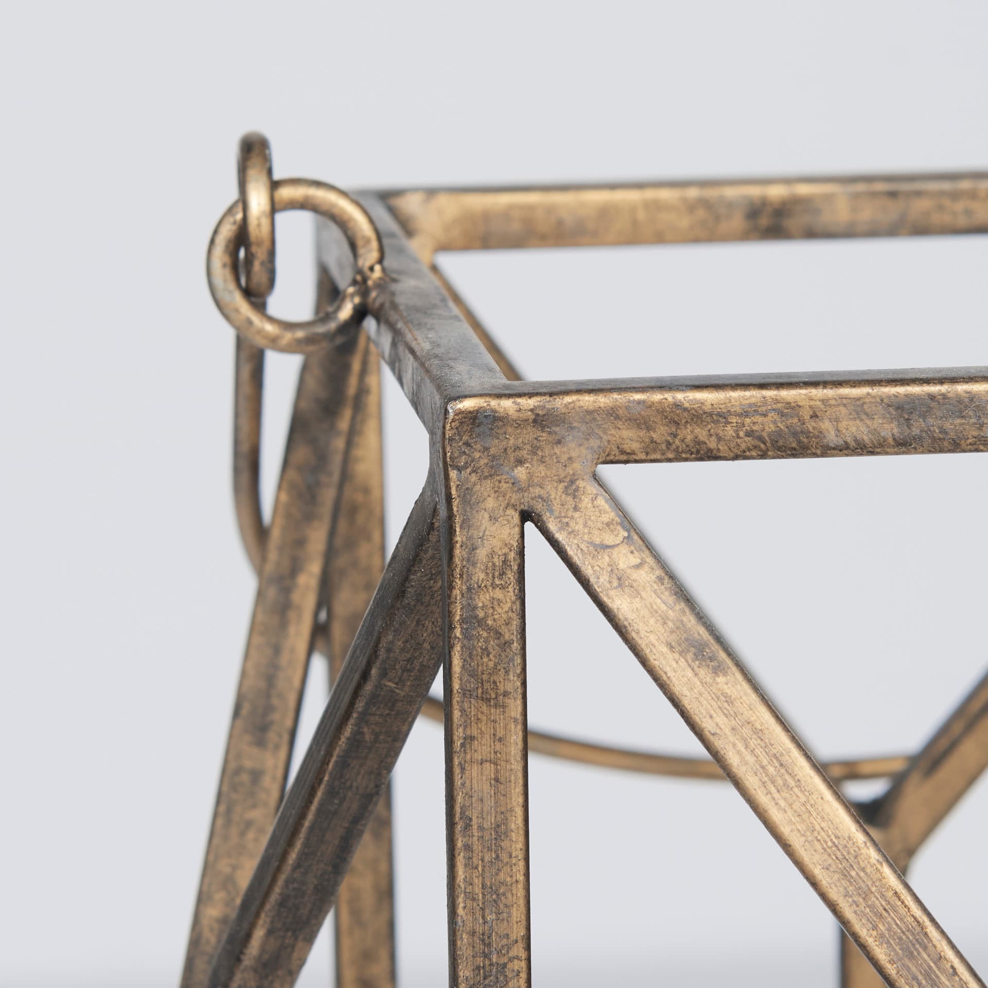 Ivy Small Gold Metal Geometric Cage Candle Holder Lantern — product photograph