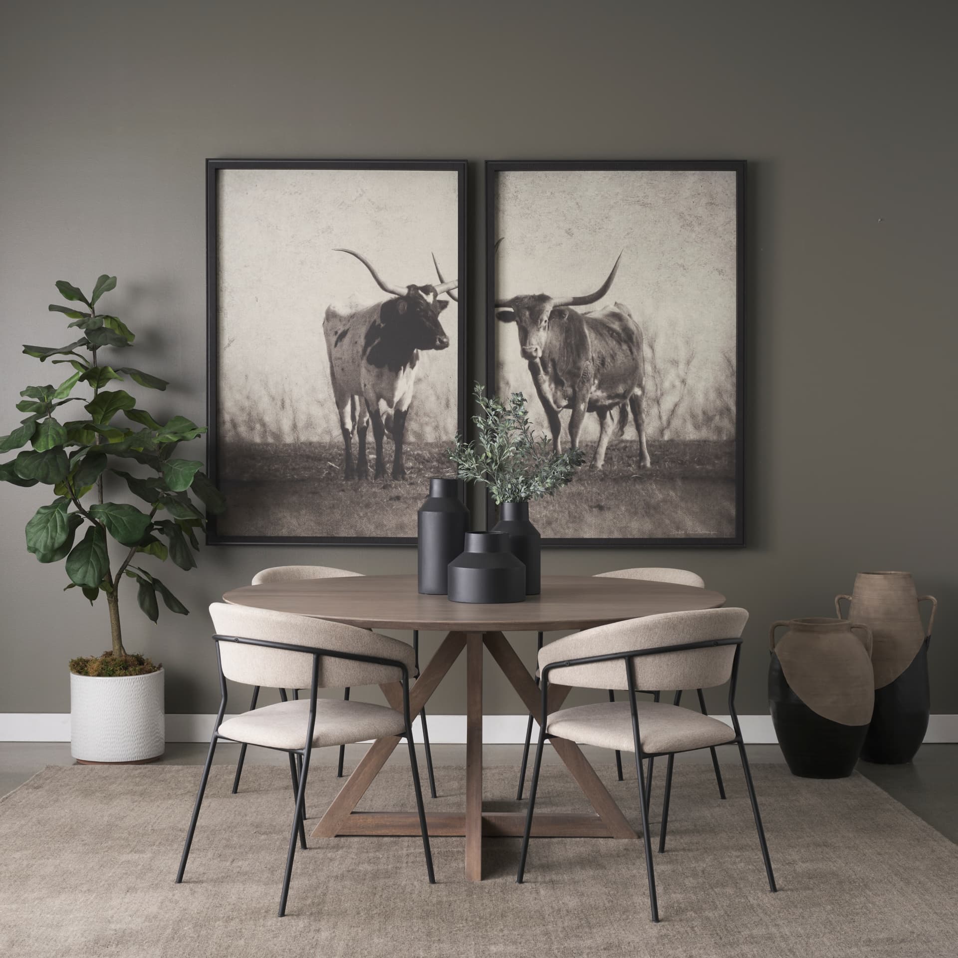 Tosca Medium Matte Black Metal Vase — product photograph