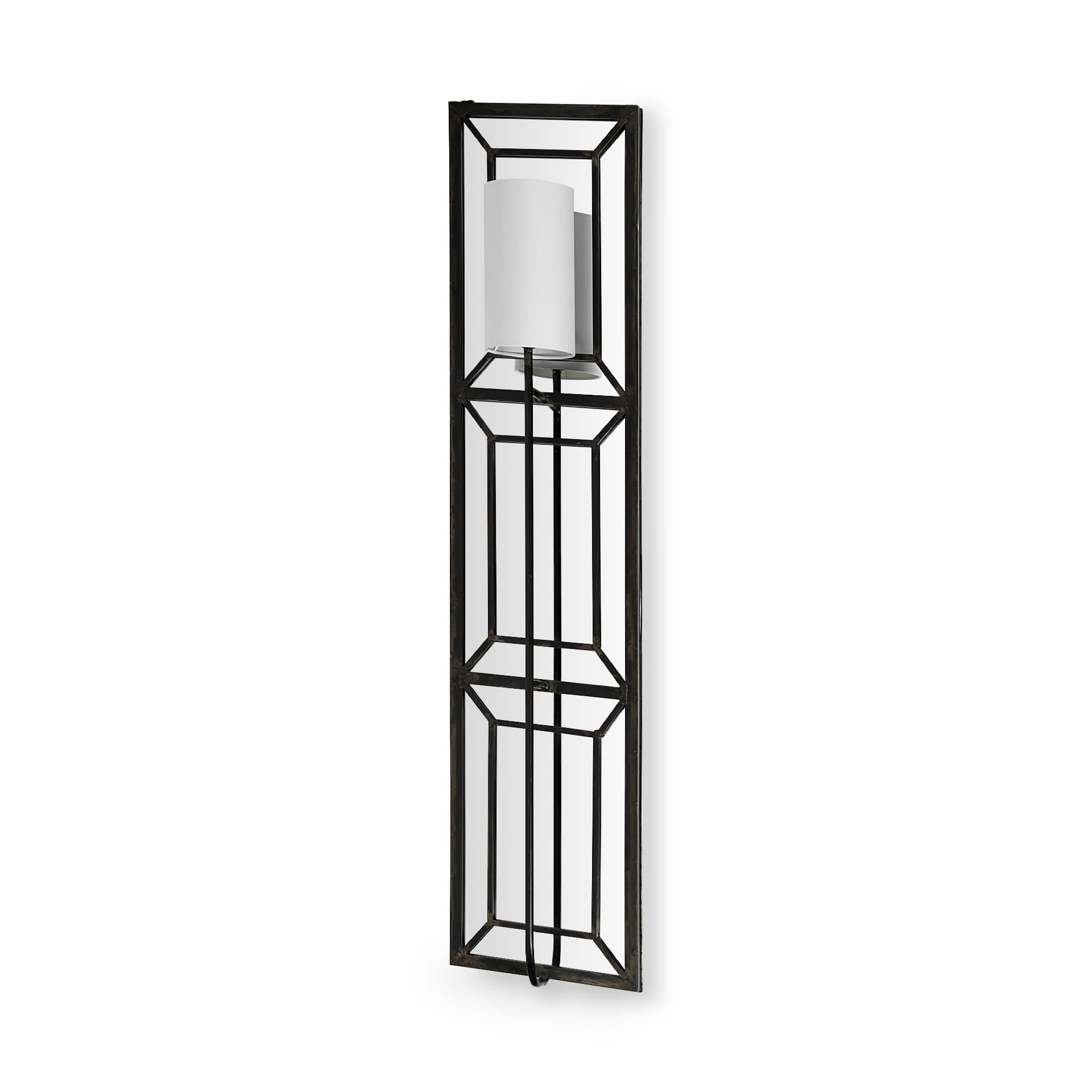 Noah 12.2x55 Black Metal w/White Fabric Shade Rectangular Wall Sconce — product photograph