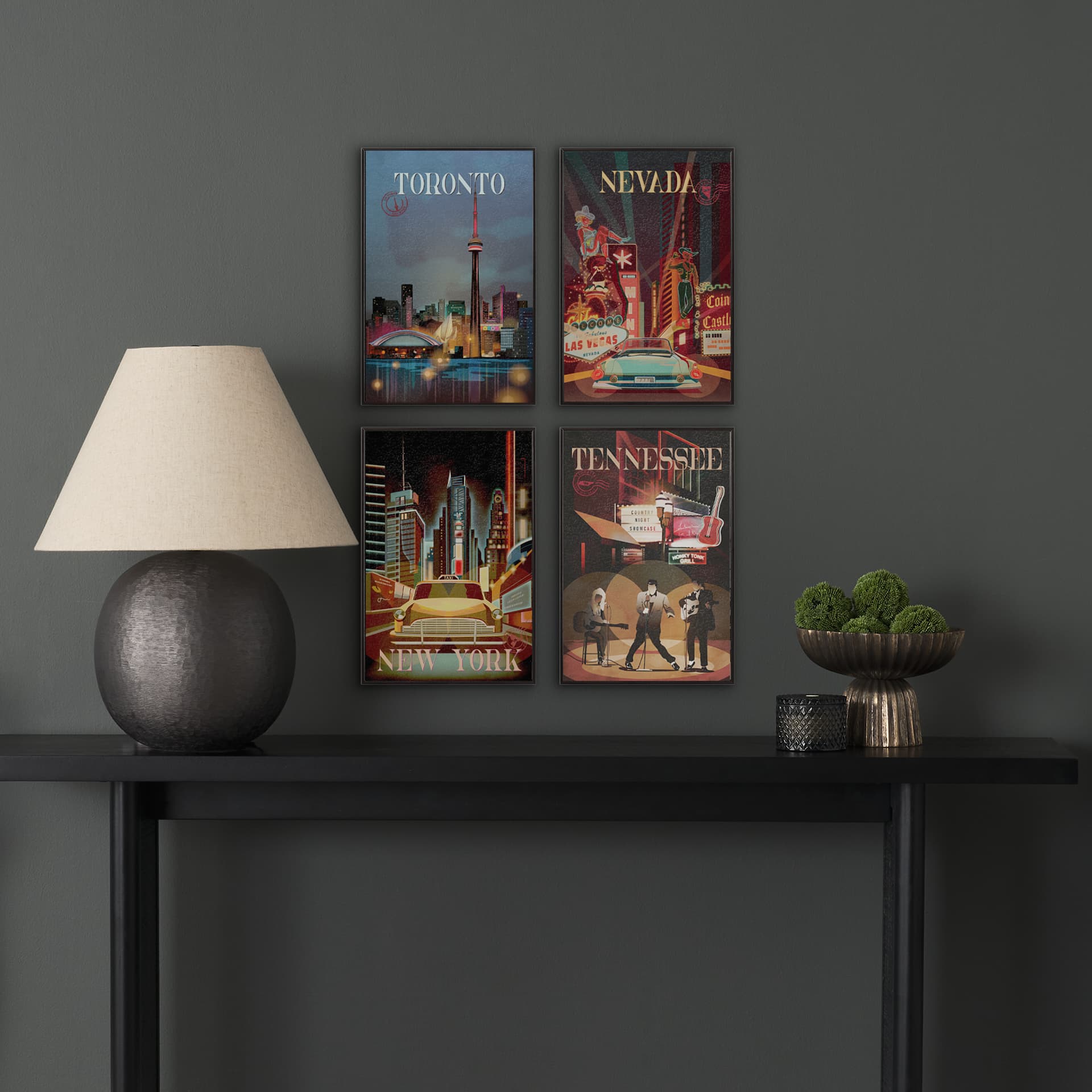 Toronto Go Canada (SM) by Mercana Studio a Hand Embellished Decograph Framed Art Print — in a styled room