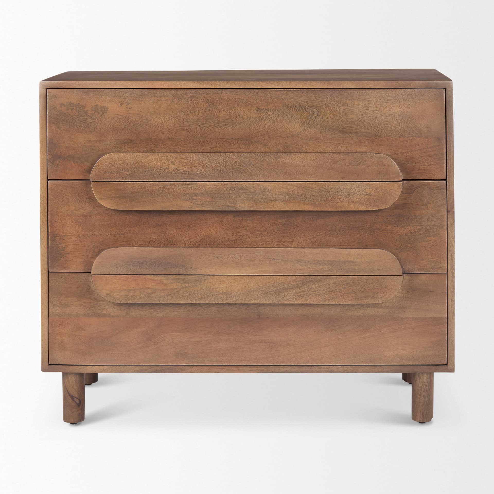 Astrid 36L x 17W x 30.3H Medium Brown Solid Wood 3 Drawer Cabinet — product photograph