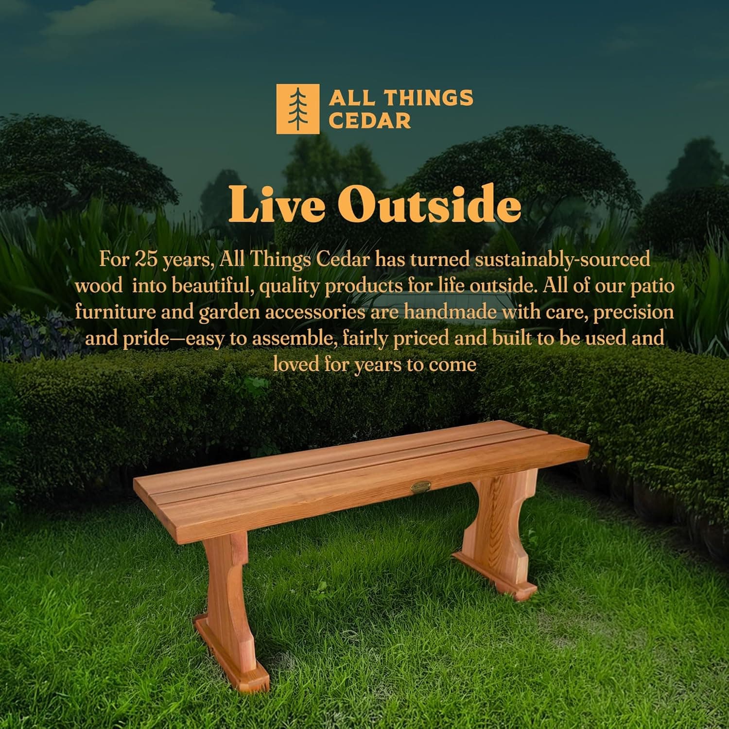 4-ft Cedar Backless Bench BB45 — product photograph