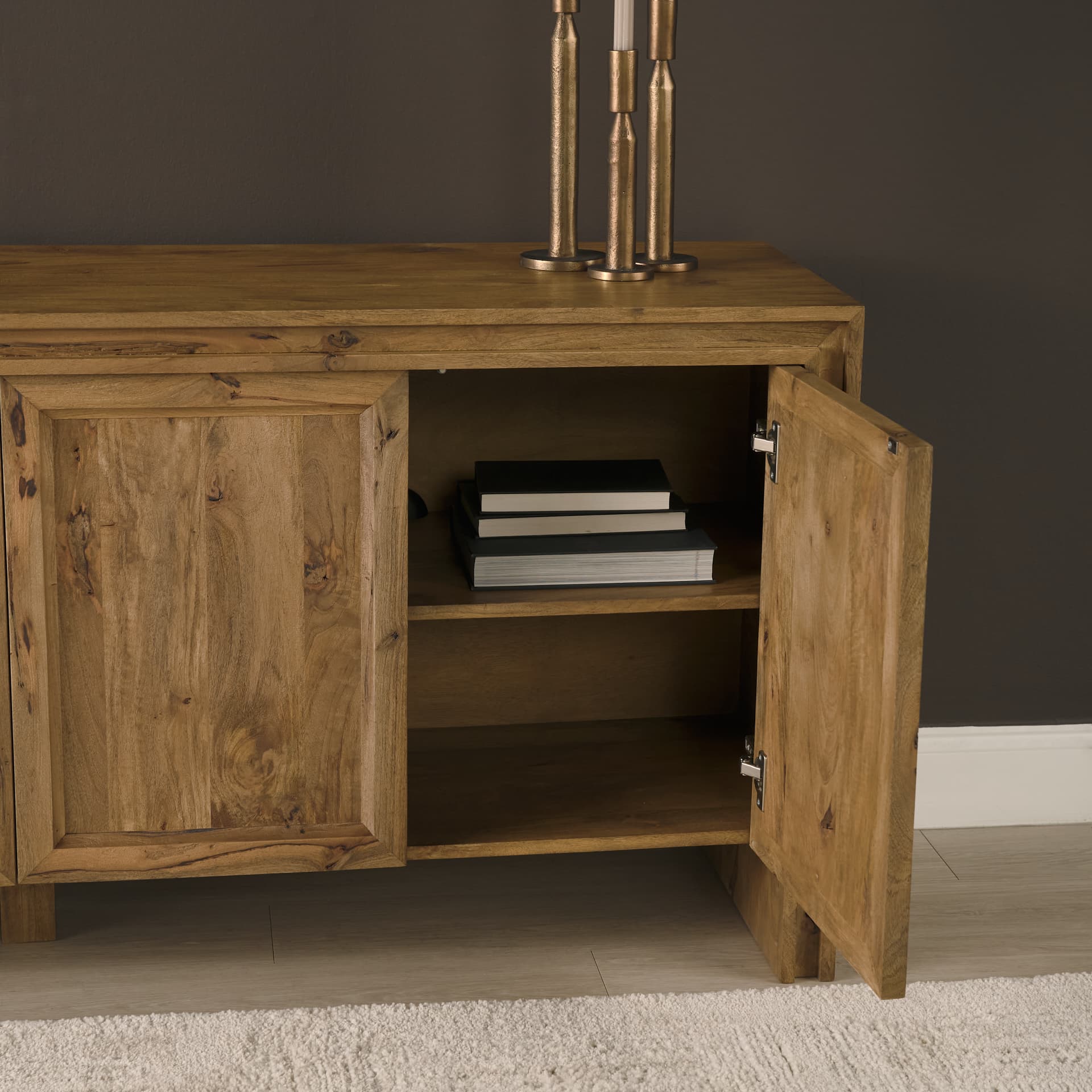 Notts Brown Wood 4-Door Closed Sideboard — product photograph