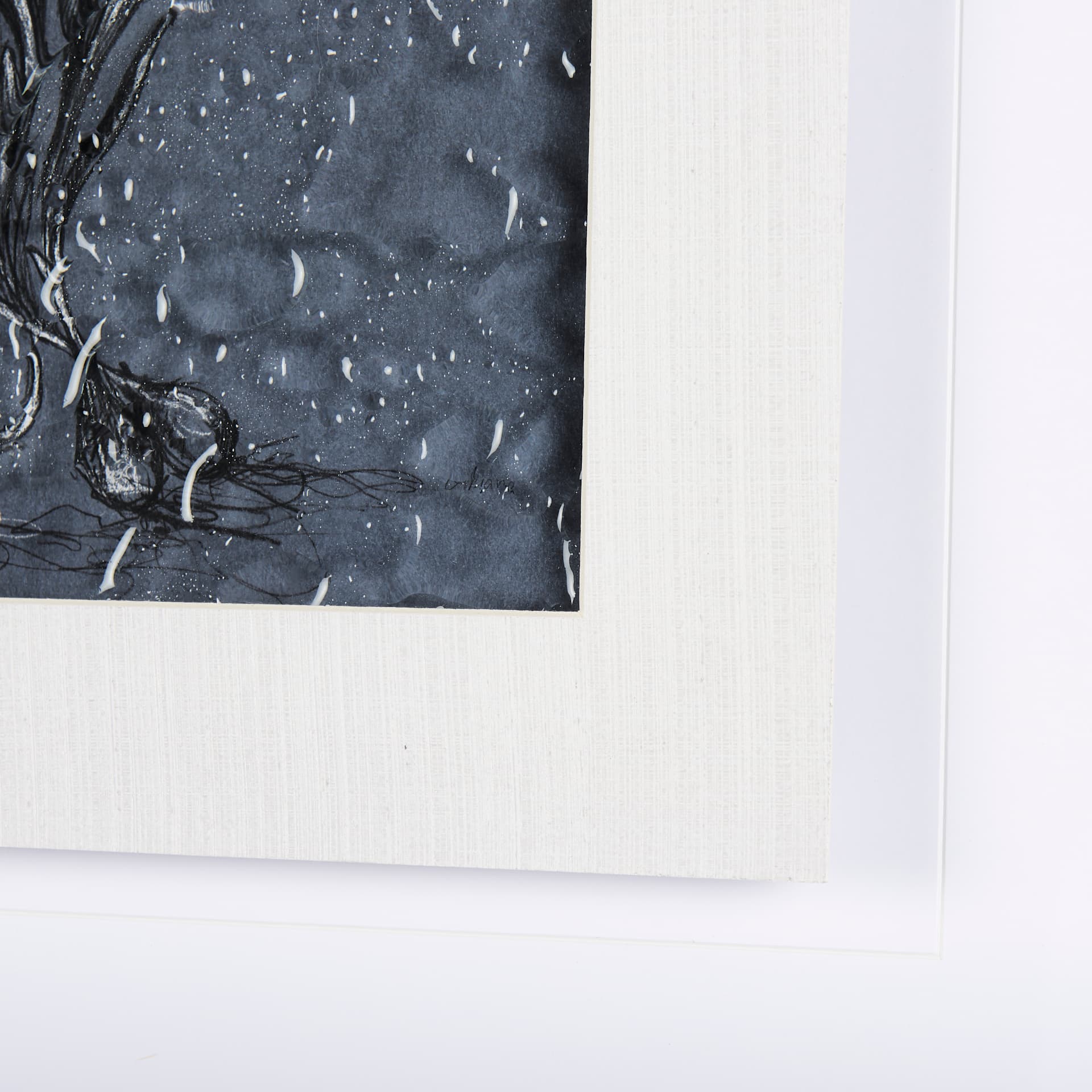 Botanical sketches III (Blue) by Mercana Studio Hand Embellished Framed Art Print Matted under Glass — product photograph