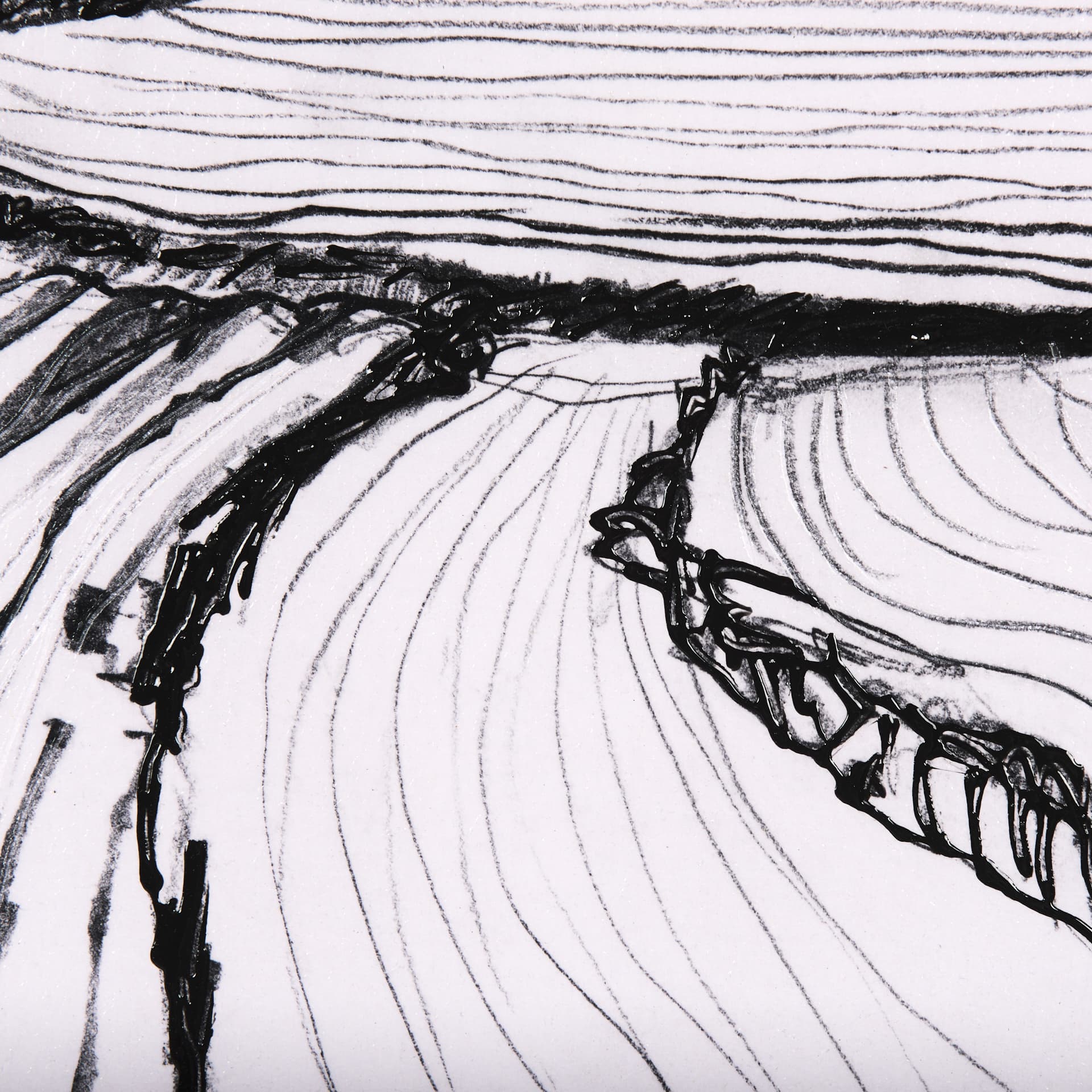 Rural Sketch-I by Mercana Studio a Hand Embellished Textured Framed Art Print — product photograph