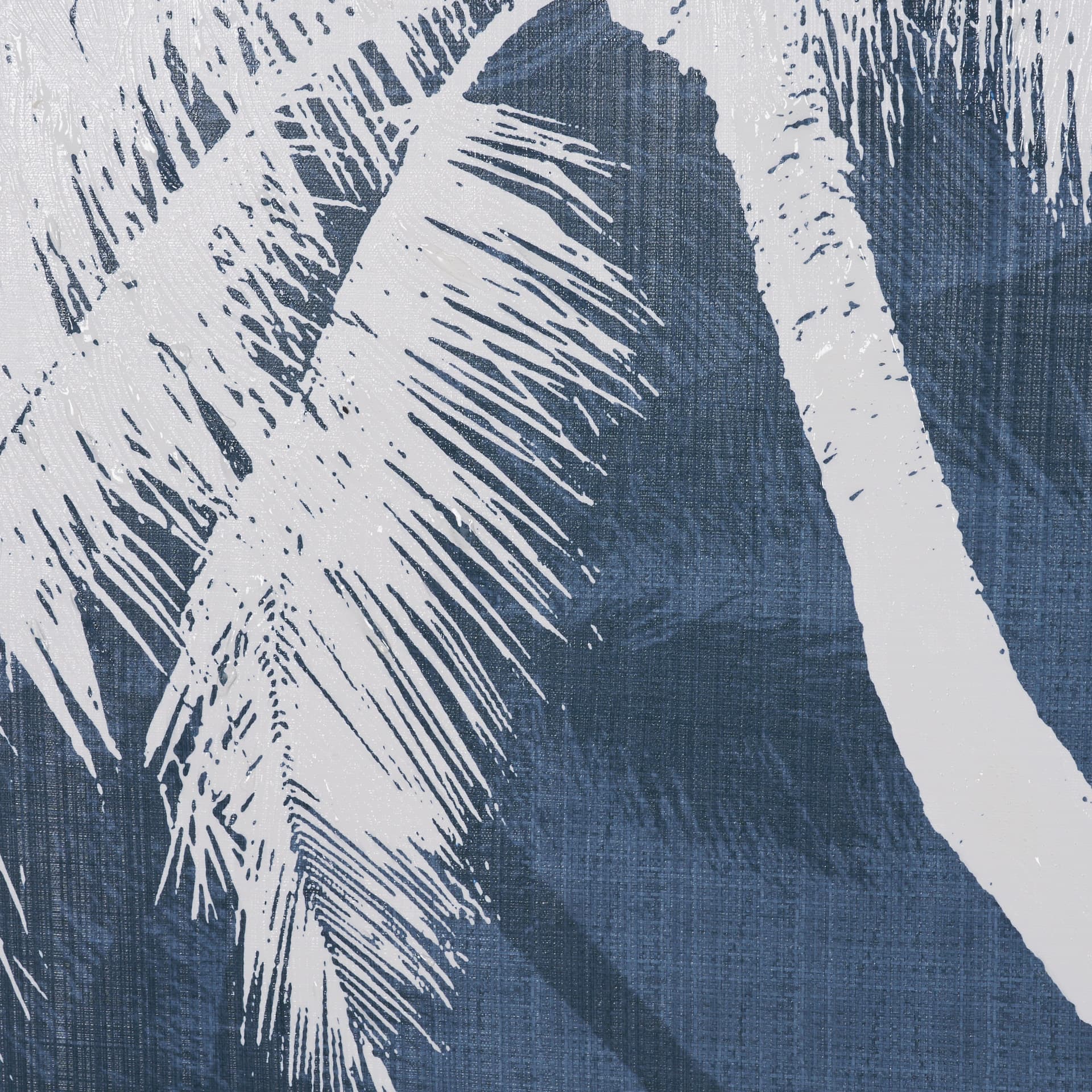 Palm Shadow I (Blue) by Mercana Studio Hand-Embellished Textured Framed Canvas Artwork — product photograph