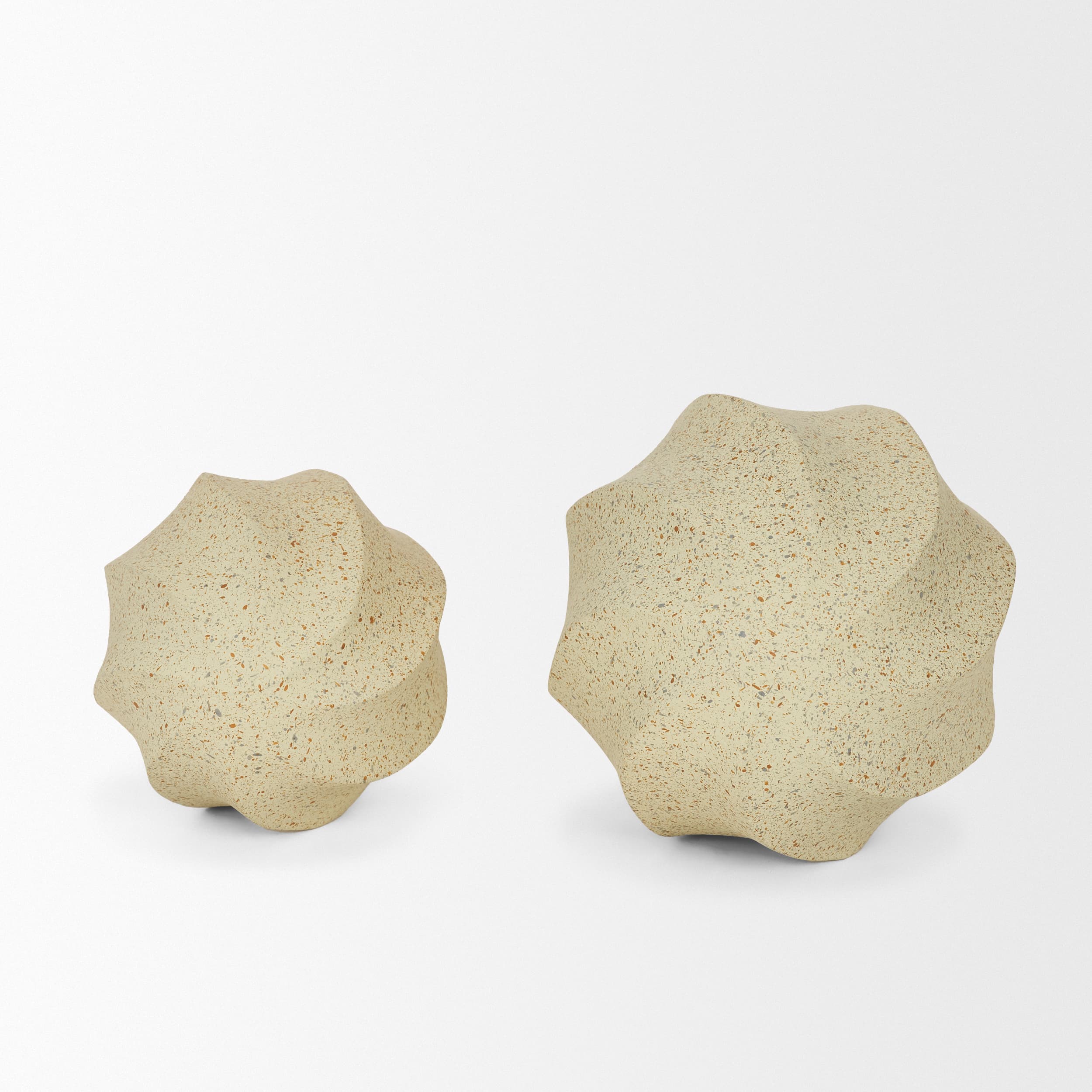 Imani Large Sculptural Textured Beige Metal Decorative Orb Object — product photograph