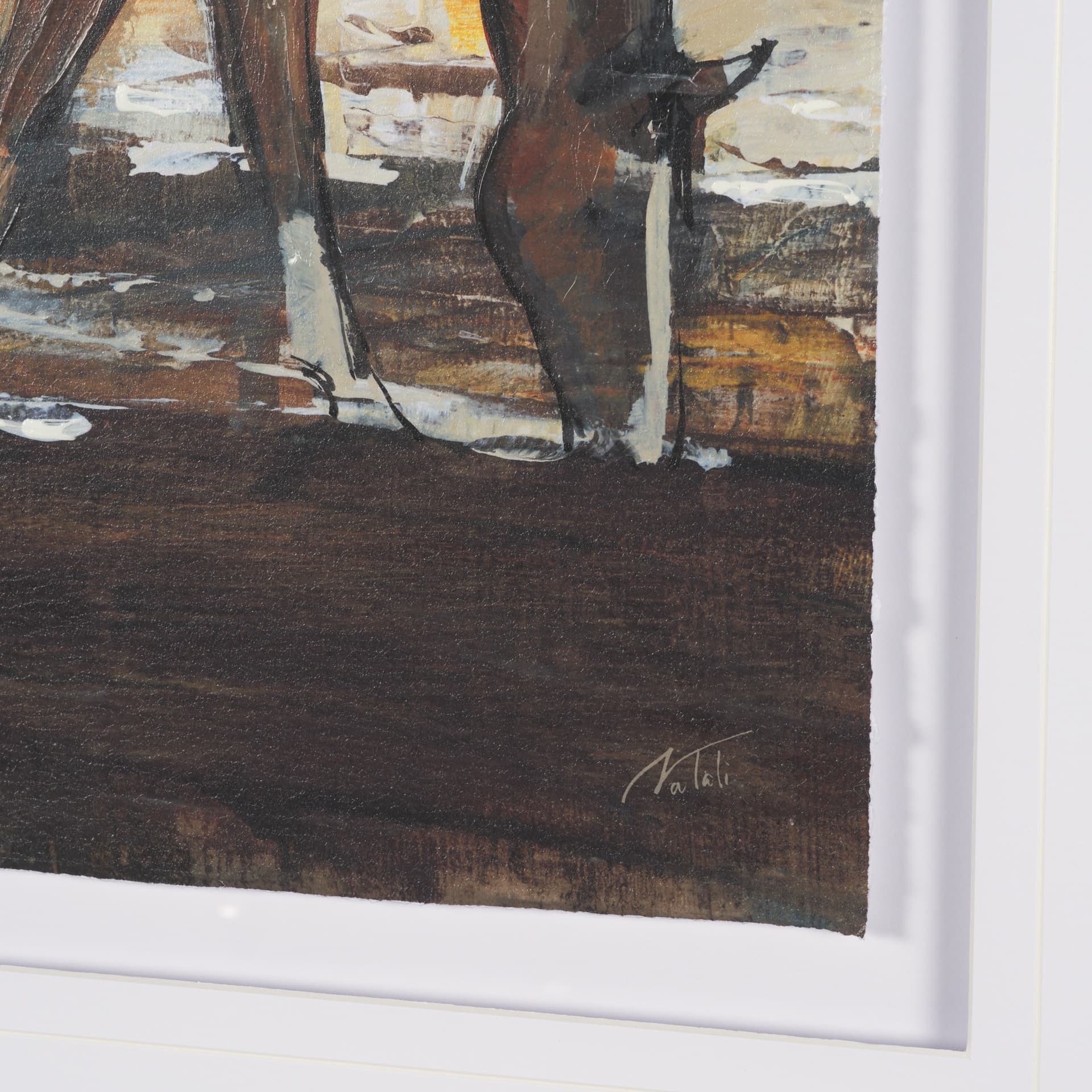 Equine Echoes I by Mercana Studio Hand Embelished Textured Framed Artwork Matted under Glass — product photograph